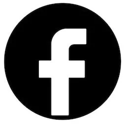 Facebook logo with white 'f' on a black circular background
