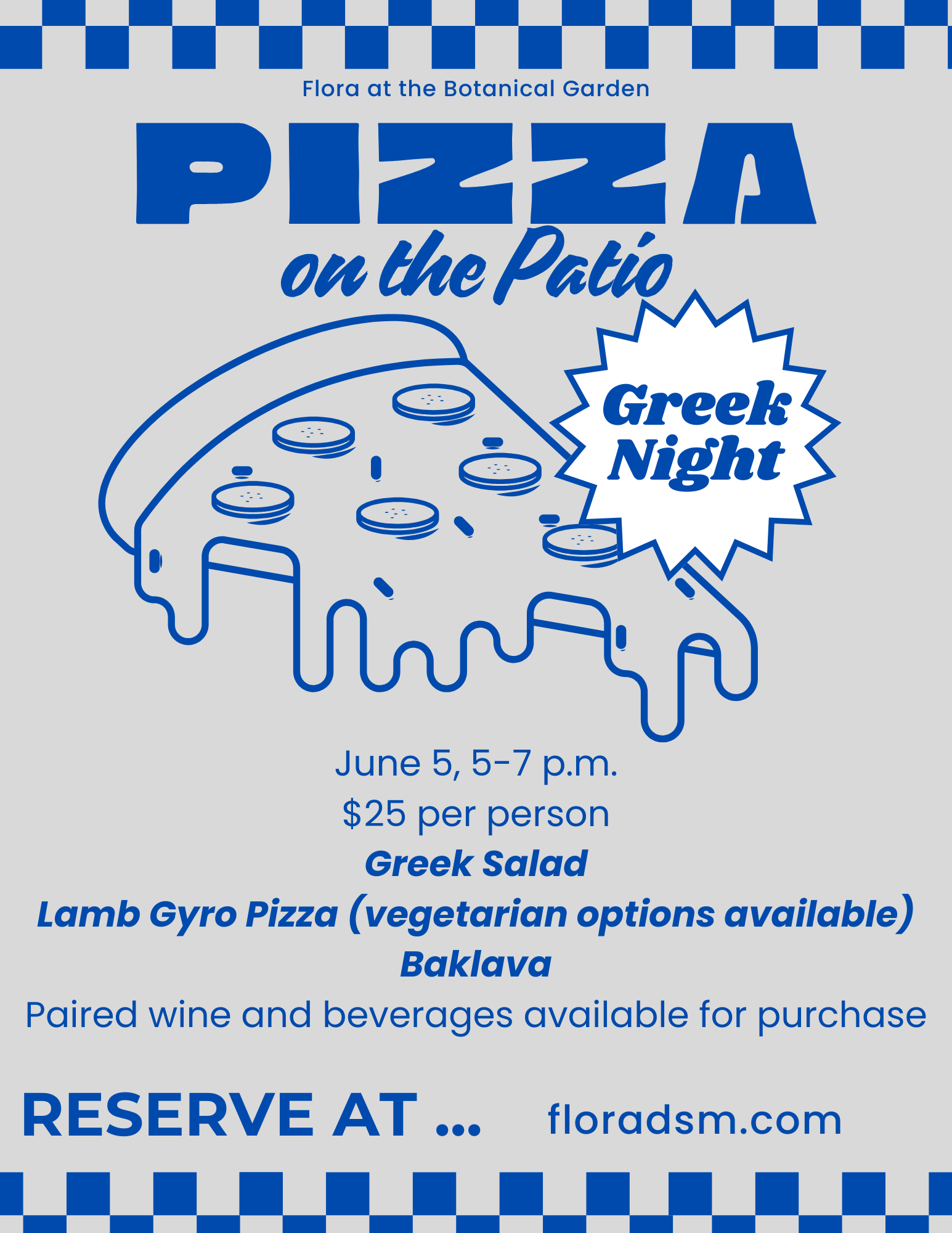 June 5 - Pizza on the Patio - Greek Night