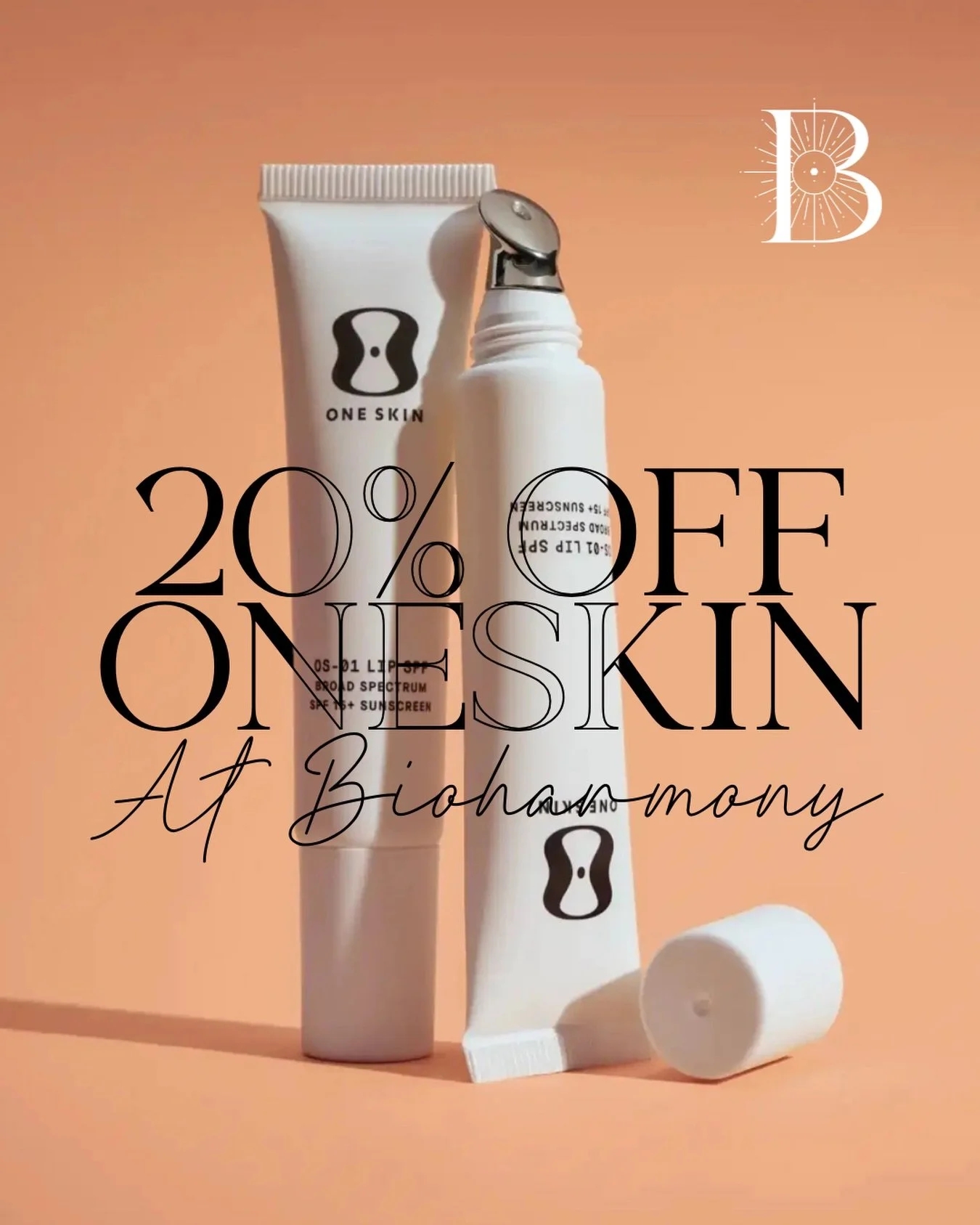 Bioharmony provides all our clients with the chance to have amazing skincare! One Skin is a peptide based line focusing on reversing aging all the way down to the cellular level. This week we are offering 20% off all One Skin purchases made through B