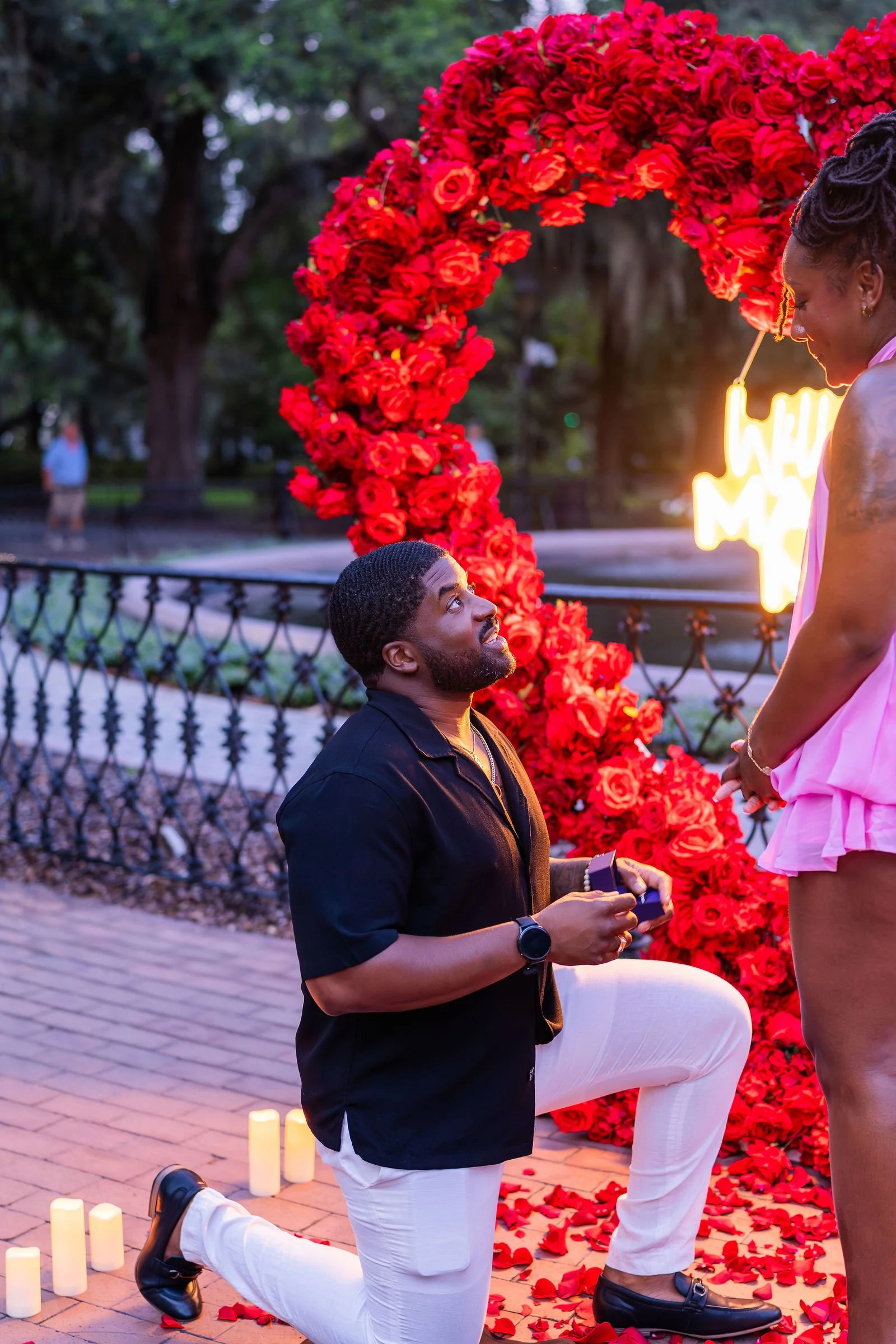 surprise proposal evening forsyth park savannah ga proposal engagement photographer photography.jpg