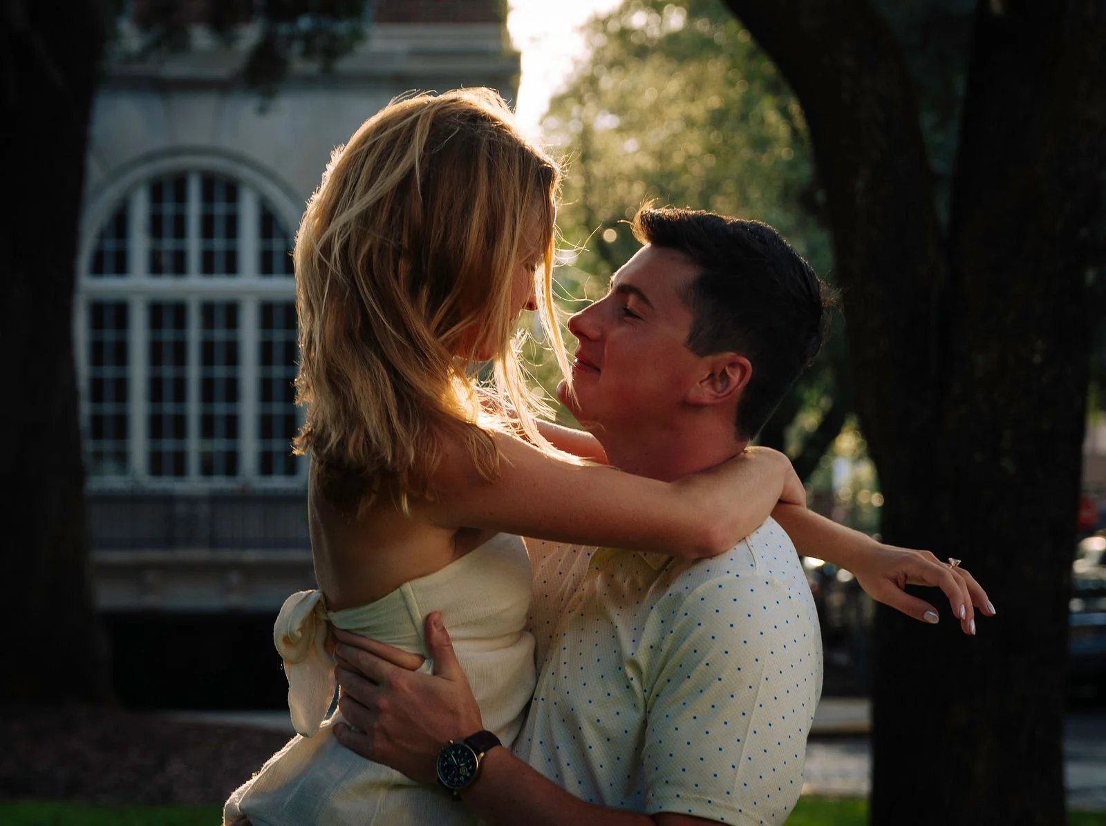 Couple getting engaged savannah historic square lafayette savannah ga.jpg