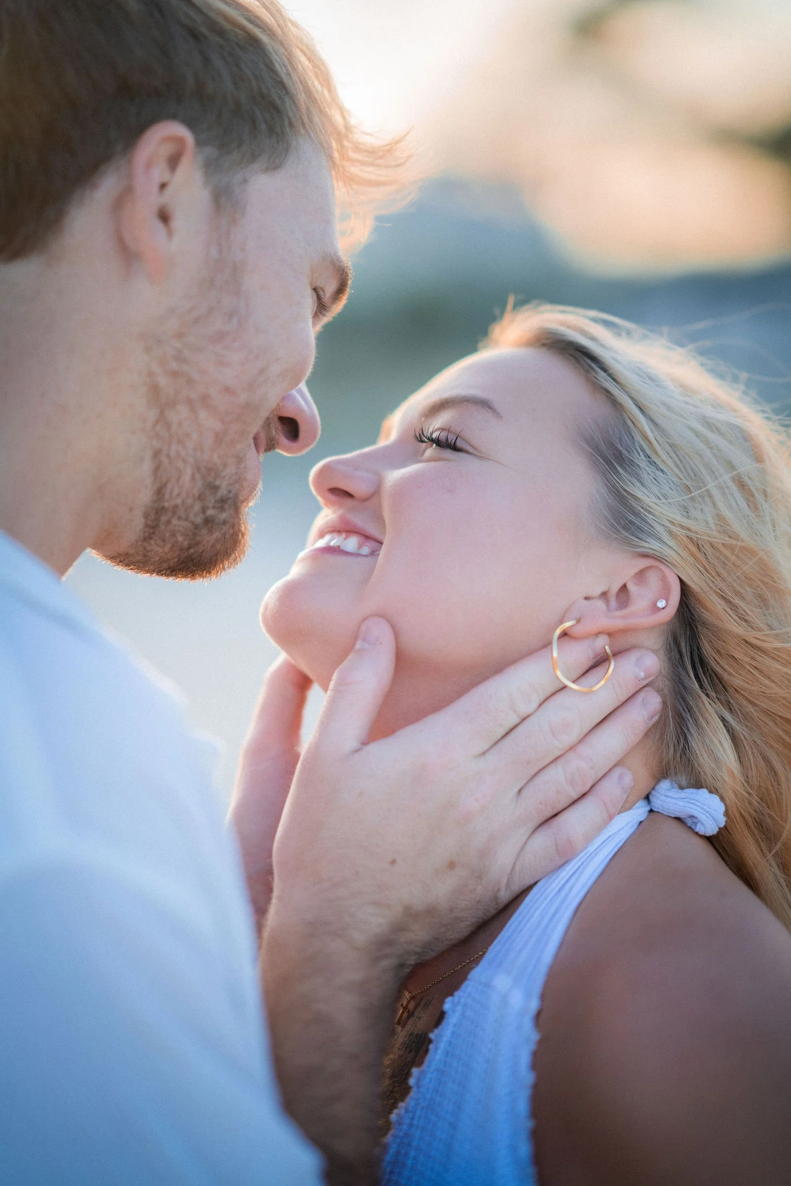 Pooler GA bride and groom close-up portrait looking at each other during coastal beach wedding photography by ARG Foto