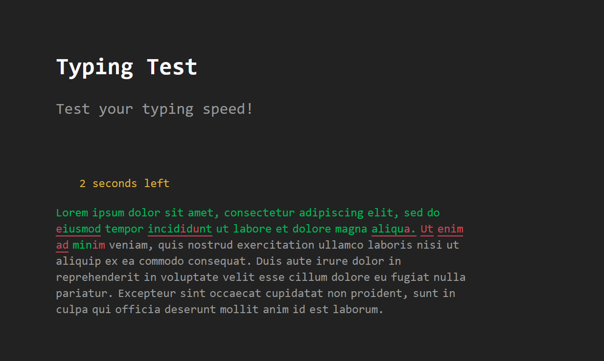 Typing Test <br> [HTML] [CSS] [JavaScript]