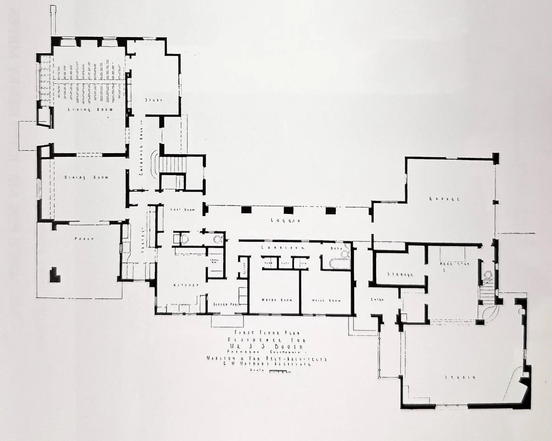 For Mr. and Mrs. James Scripps Booth, ⁠Marston and Van Pelt⁠ would design a sprawling Spanish Colonial Revival style home and studio overlooking Pasadena&rsquo;s Arroyo Seco and the then band new Rose Bowl stadium. ⁠While on their two-year European h