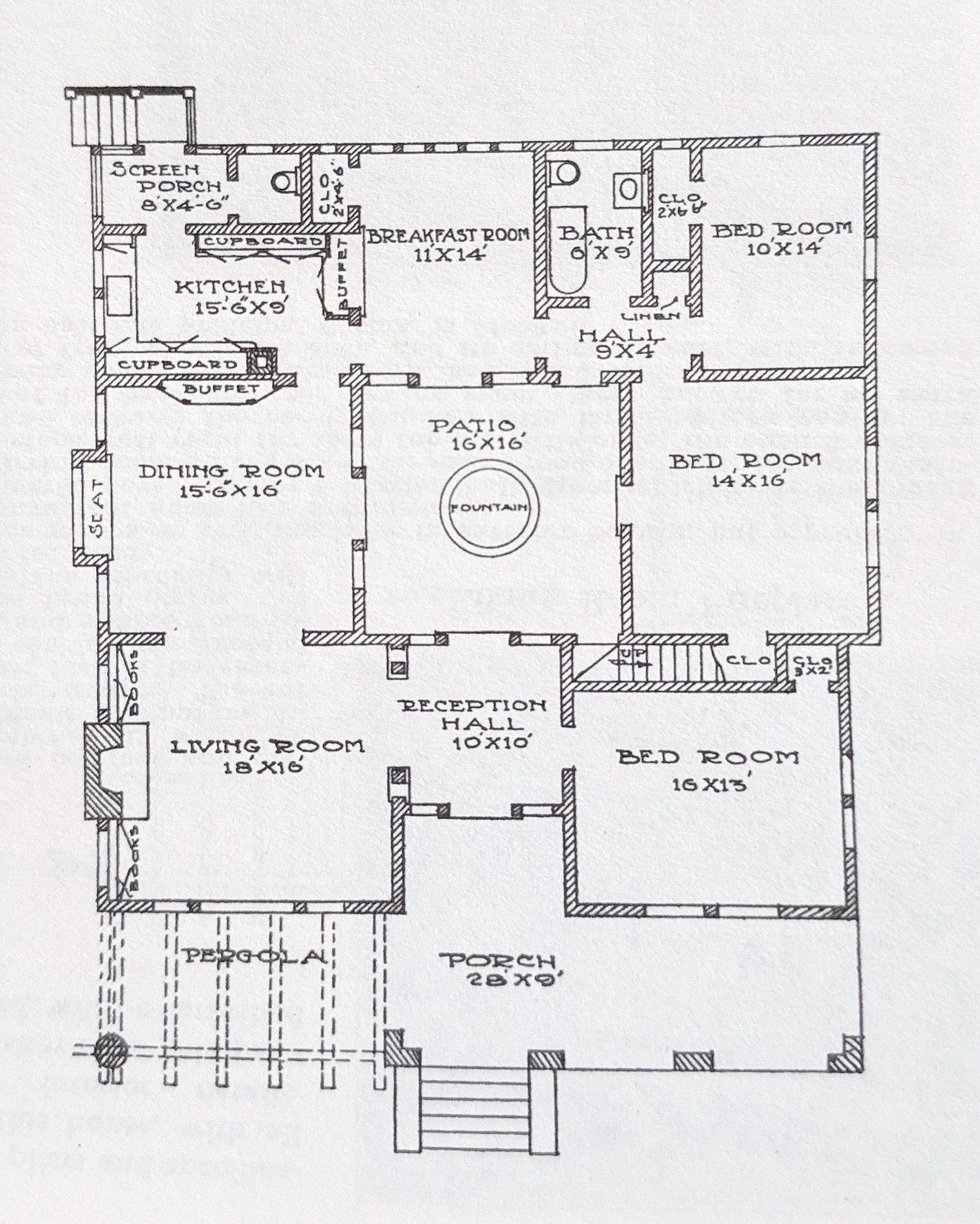 ⁠Happy Floor Plan Friday!⁠
⁠
⁠As we all know, I love a home with a courtyard! Today&rsquo;s plan comes from California Bungalows of the Twenties by Henry L. Wilson. Originally published as A Short Sketch of the Evolution of the Bungalow: From its Pri
