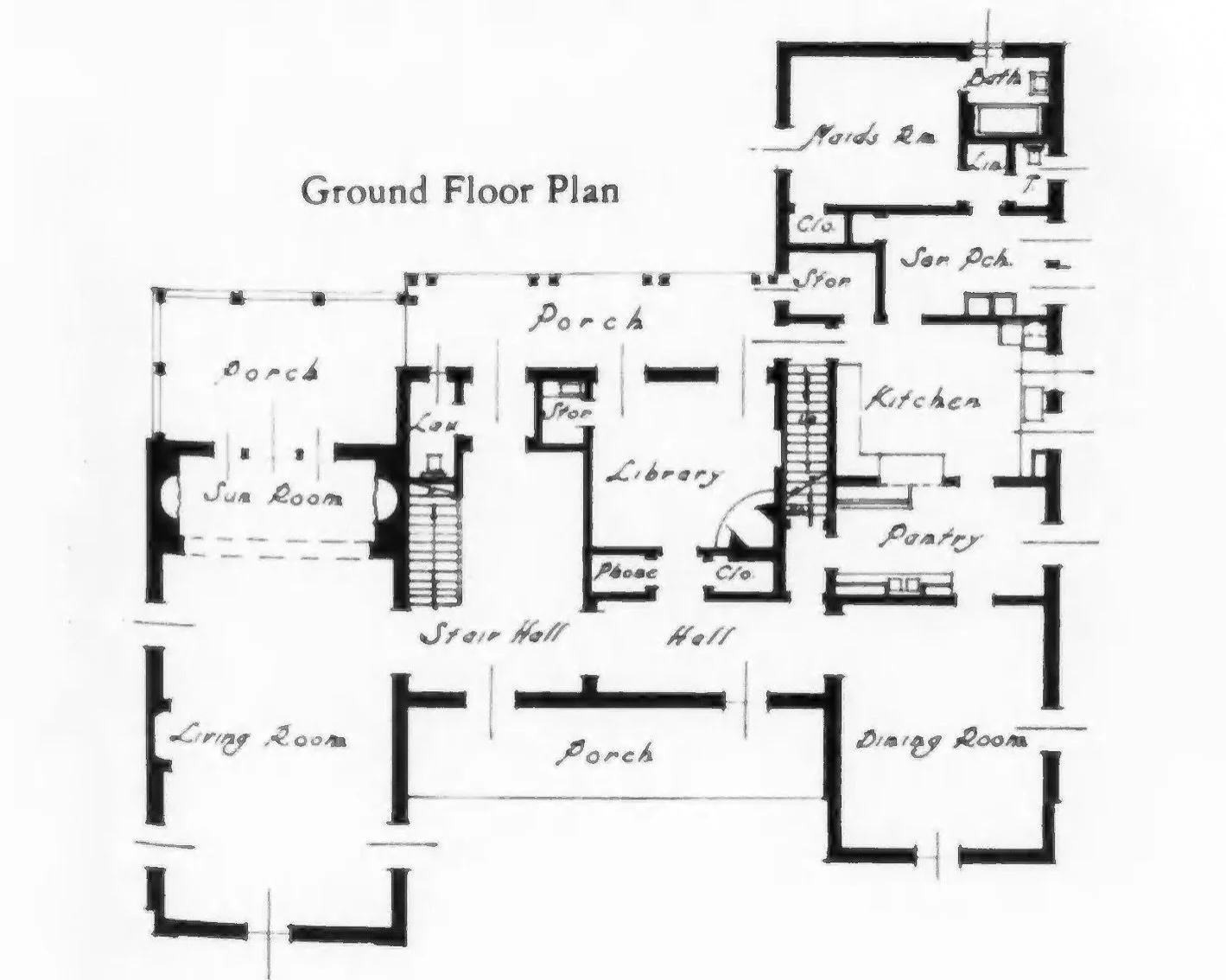 ⁠Happy Floor Plan Friday!⁠
⁠
⁠For McClarty Harbison and his wife, Frances, architect Garrett Van Pelt, Jr. would design a large Monterey Revival style home just south of the Langham Hotel along a bucolic stretch of Old Mill Road. Completed in 1928, t