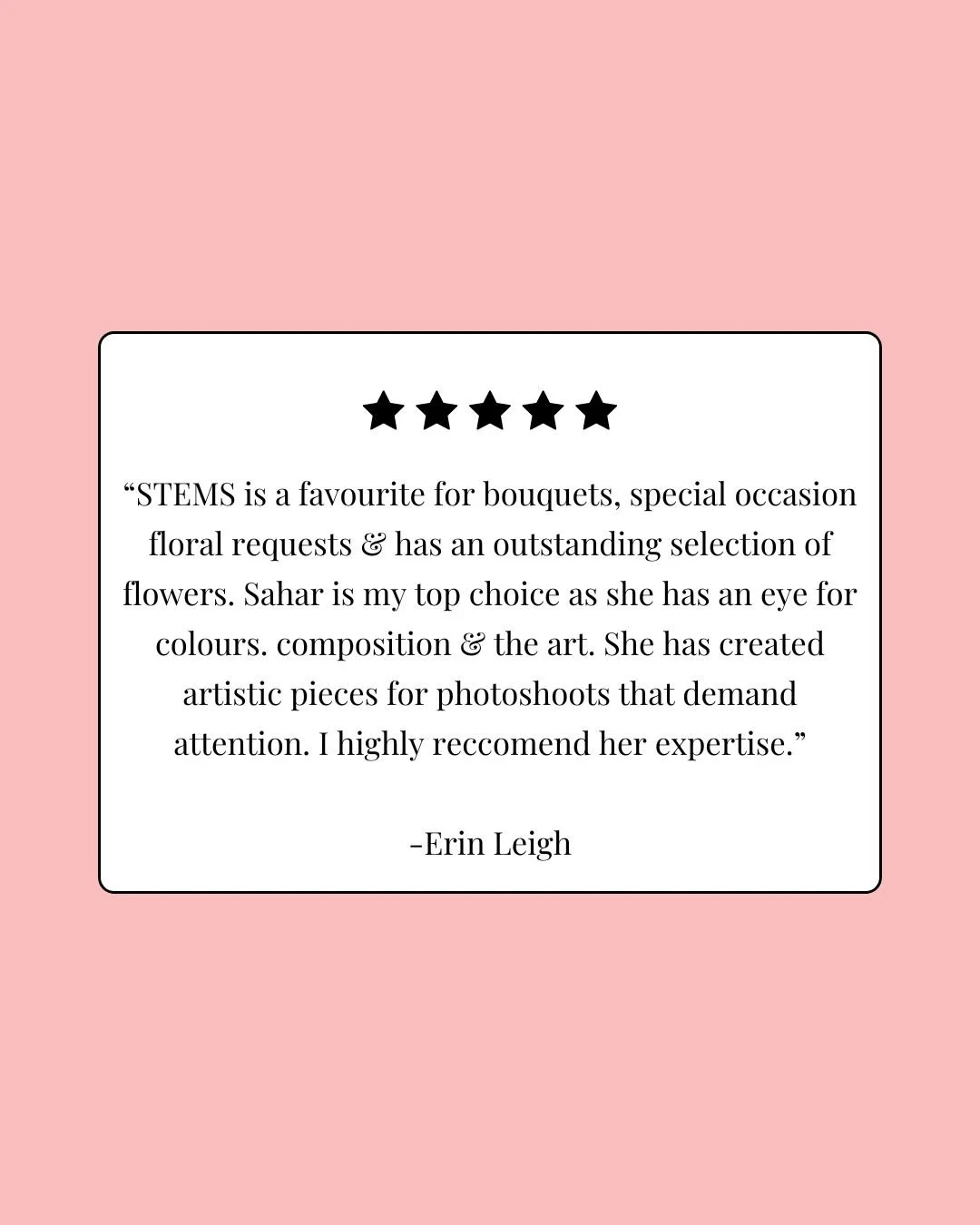 Thank you for your kind reviews &mdash; your words truly mean the world to us. We&rsquo;re honored to be part of your special moments. ✨

#STEMS #STEMSByStongs #Florals #Bouquets #FloralArrangements #NorthVancouver #EventFlorals #EverydayFlorals