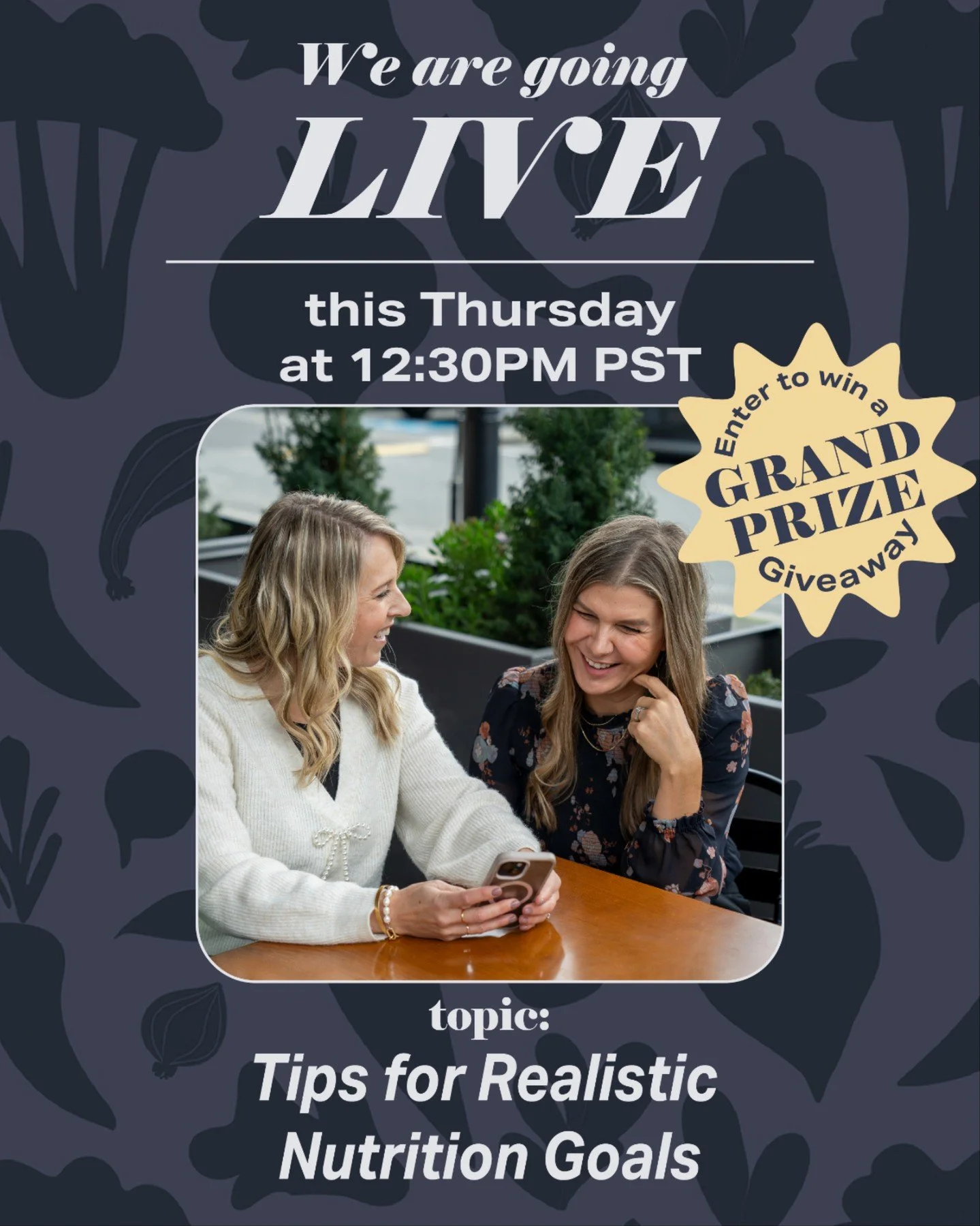 In our next IG Live, we&rsquo;re giving Tips for Realistic Nutrition Goals. What&rsquo;s one nutrition habit you want to improve this year? What&rsquo;s the biggest challenge you face when trying to eat healthier? We&rsquo;ll discuss it all with our 
