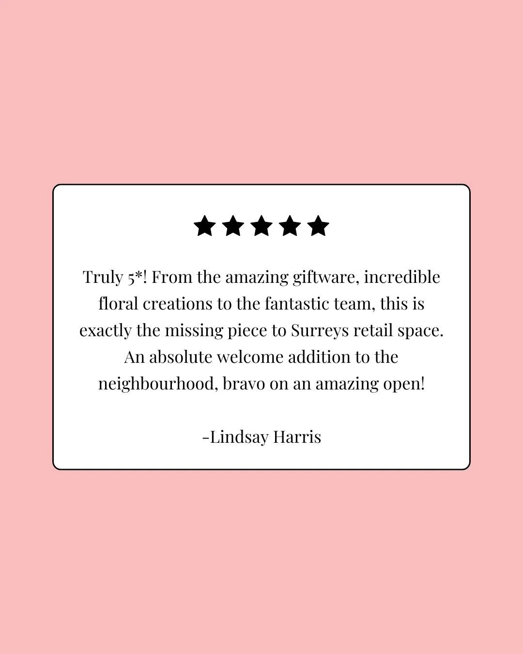Thank you for the glowing review. ✨ Your trust in our work means everything. Creating unforgettable floral moments for customers like you is why we do what we do.

#STEMSByStongs #Florals #Bouquets #FloralArrangements #CustomerReview