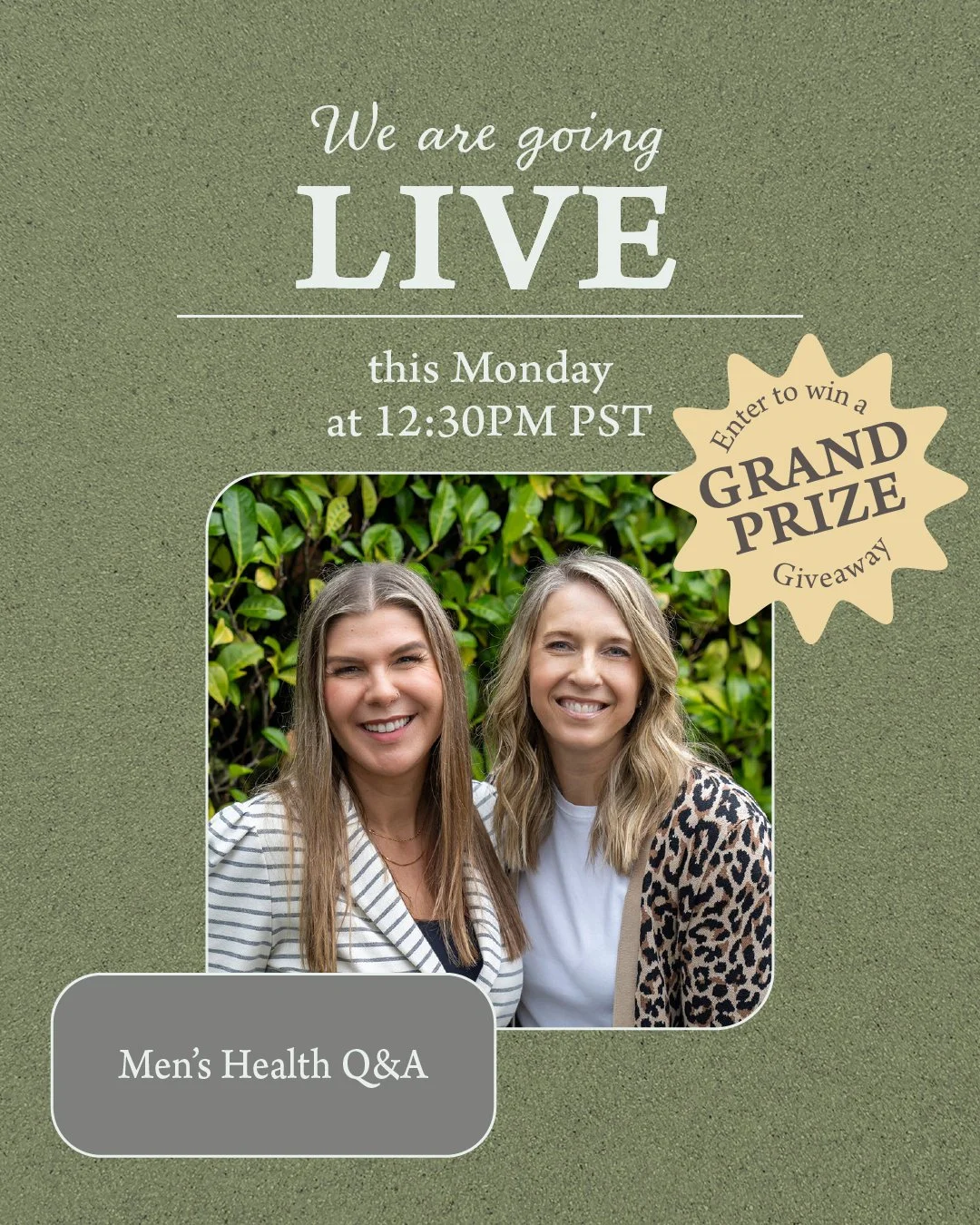 In our next IG Live we&rsquo;re discussing Men&rsquo;s Health Q&amp;A!  What are the most common health issues men ignore?  What&rsquo;s the best diet for men over 30?  We&rsquo;ll discuss it all with our Registered Dietitian, Jenn Messina on Monday,
