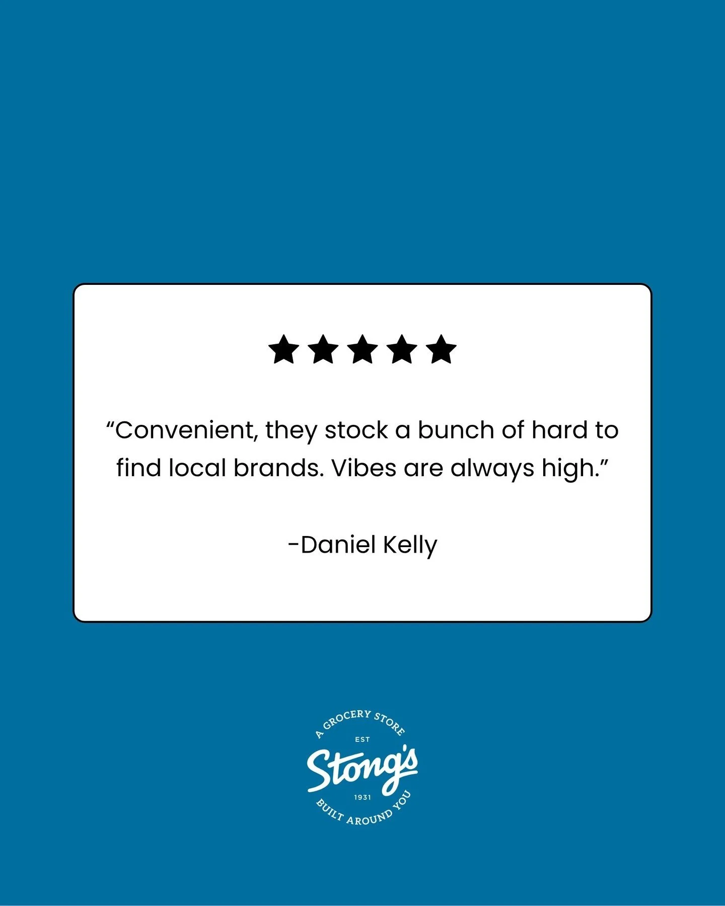 Reviews like this make our day. Thank you for your support and for shopping local with us! 💙

#StongsMarket #GroceryStore #ShopLocal #IndependentGrocer #CustomerLove