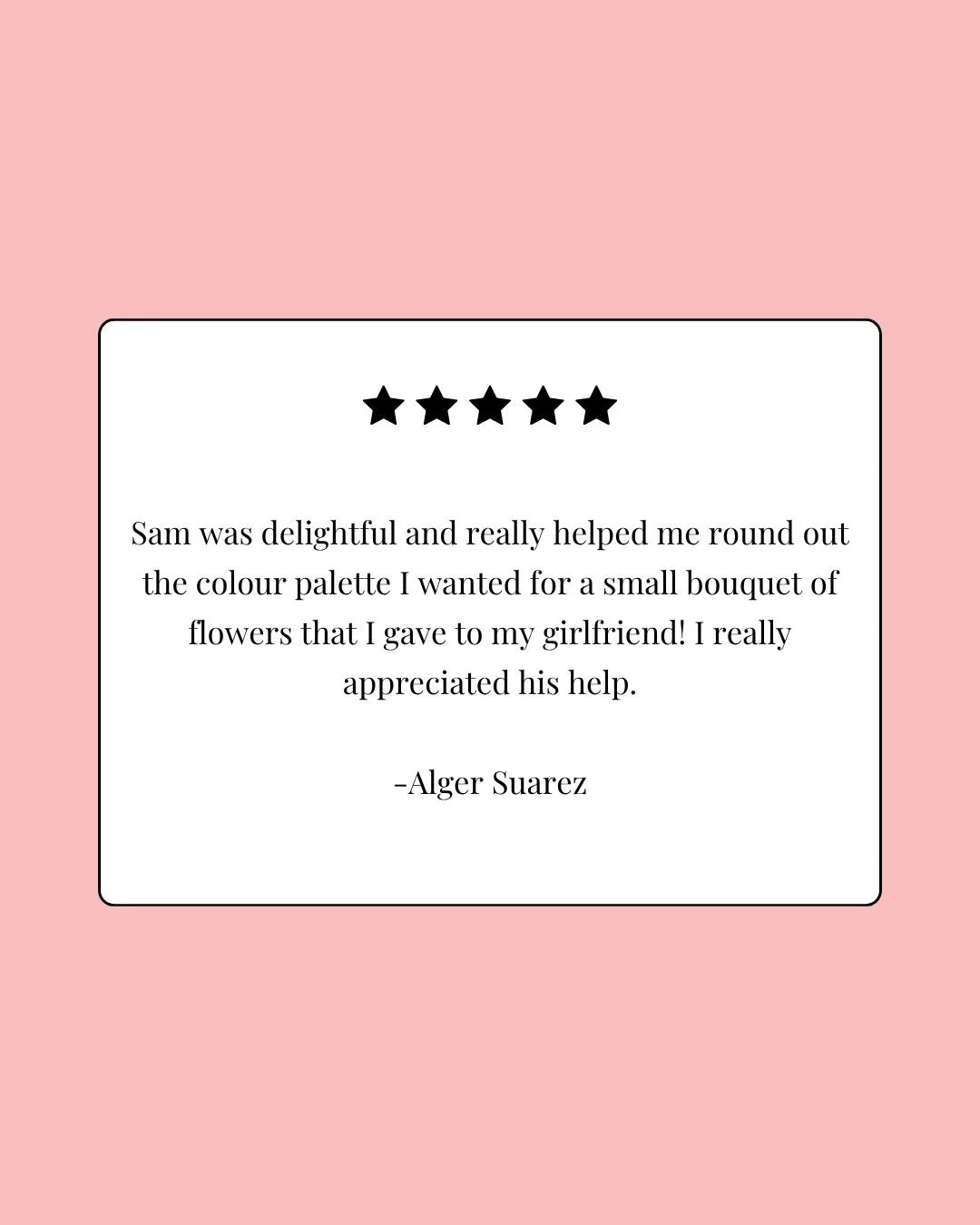 We're lucky to have team members like Sam, who help bring our customers' floral visions to life. Thank you for the kind words and for supporting STEMS! 💙 💐

#STEMSByStongs #Florals #Bouquets #FloralArrangements