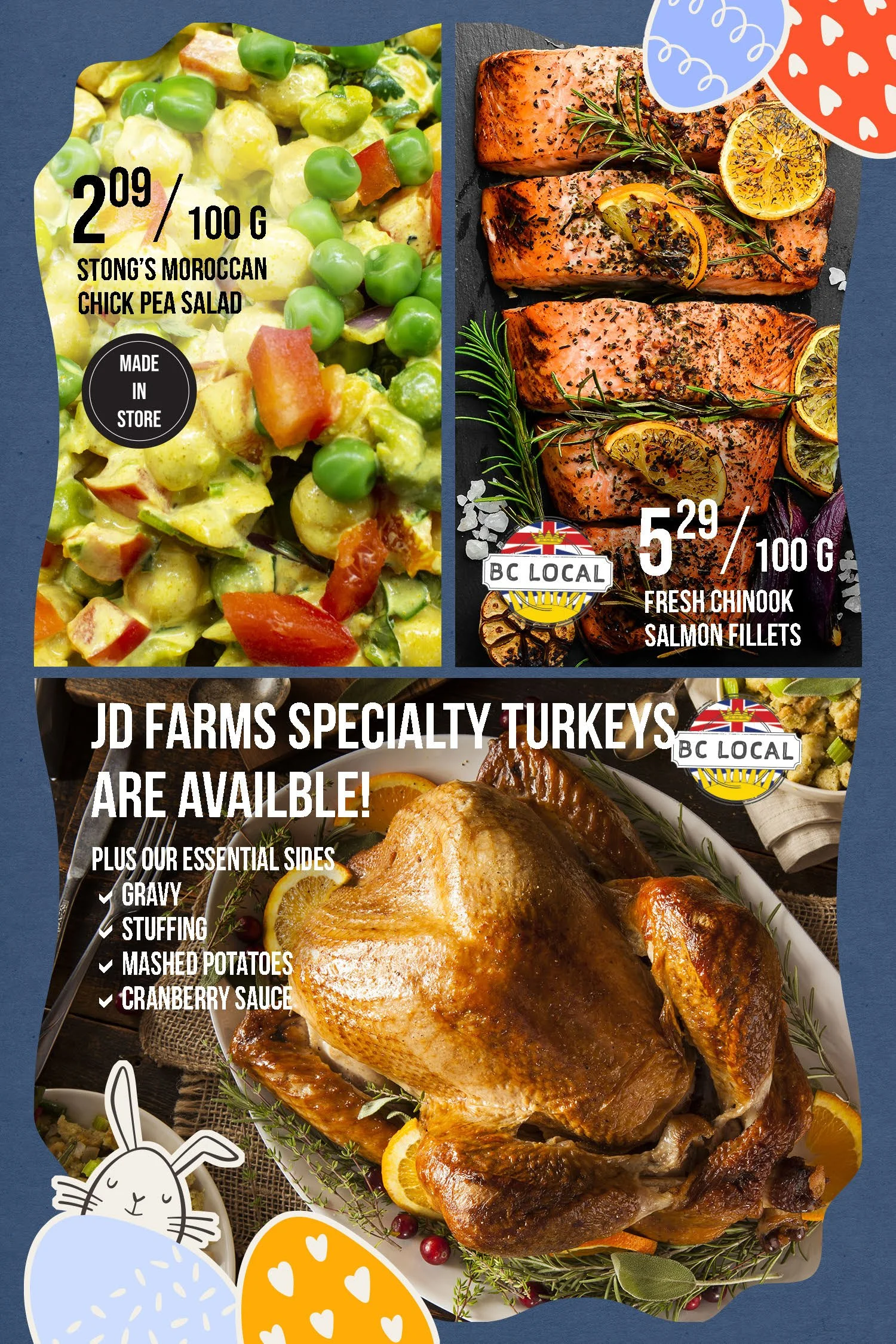 Magazine‑style spread of Stong’s Market’s April e‑newsletter, showcasing featured deals, fresh local favourites, spring‑themed products, and easy Easter celebration ideas.