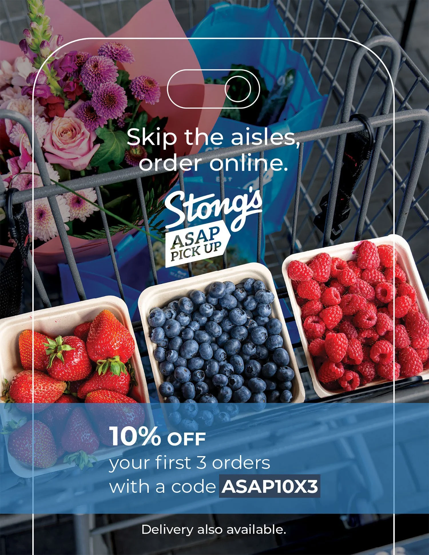 Stong's Market e-newsletter page featuring ASAP Pickup