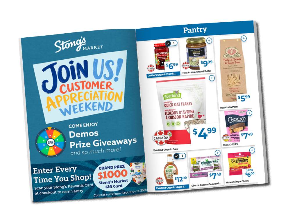 Stong's Market E-Newsletter featuring Customer Appreciation Day in their North Vancouver, Dunbar, Squamish, and Surrey stores