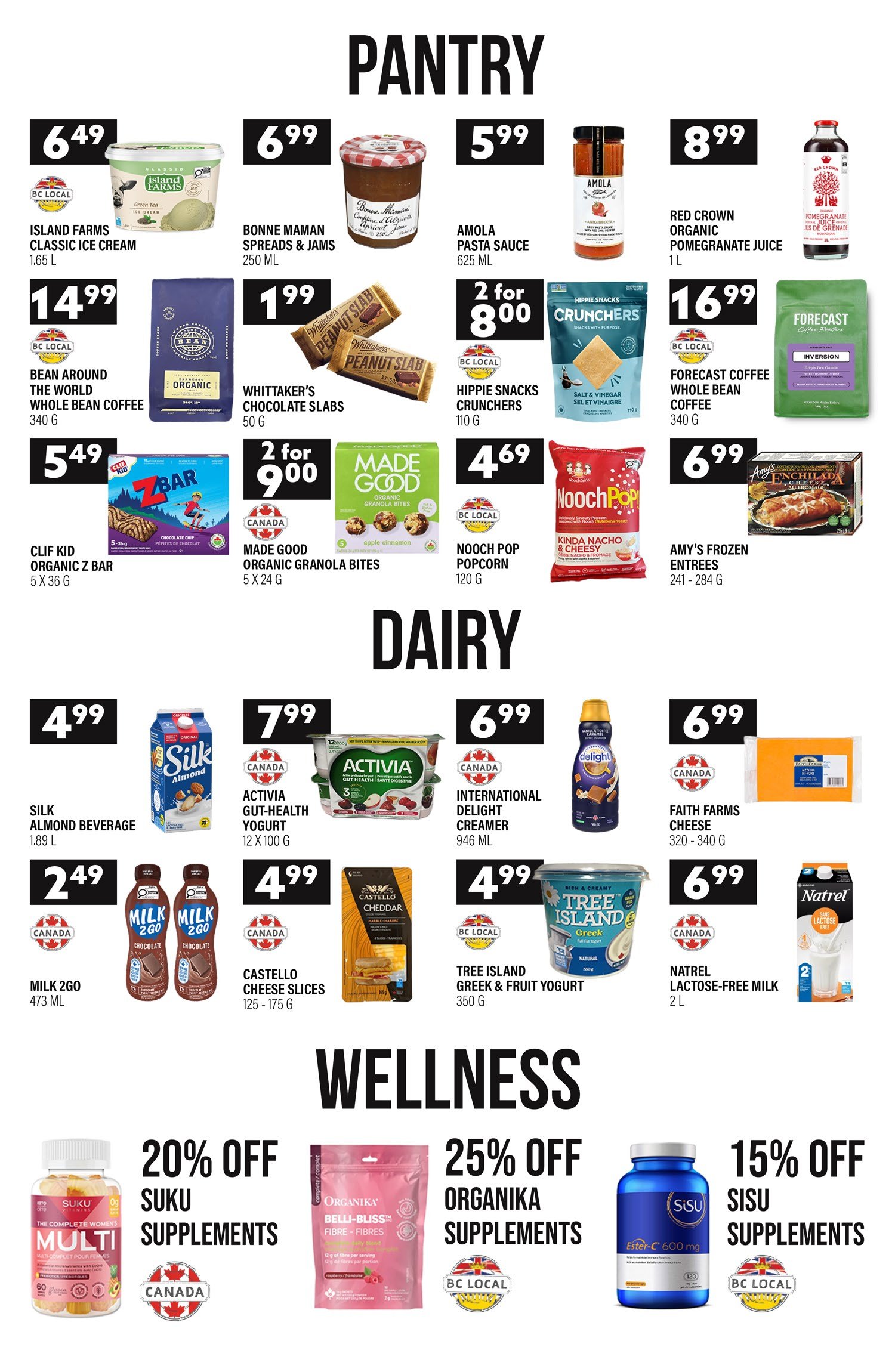 Stong's Market Specials featuring back to school pantry, dairy, and wellness specials