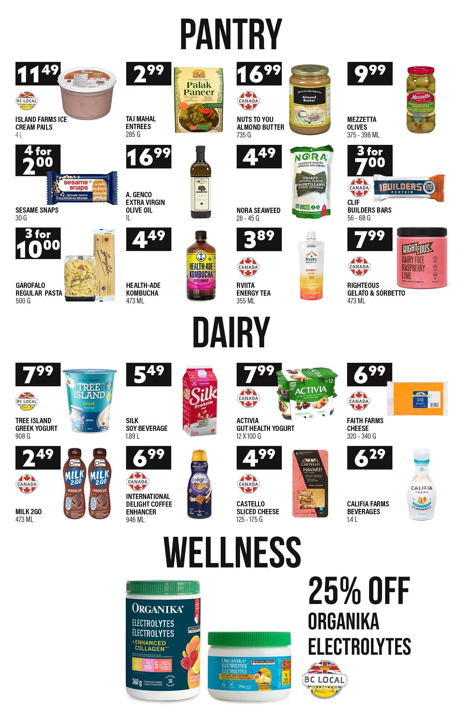 E-Newsletter page featuring pantry and dairy specials perfect for summer.