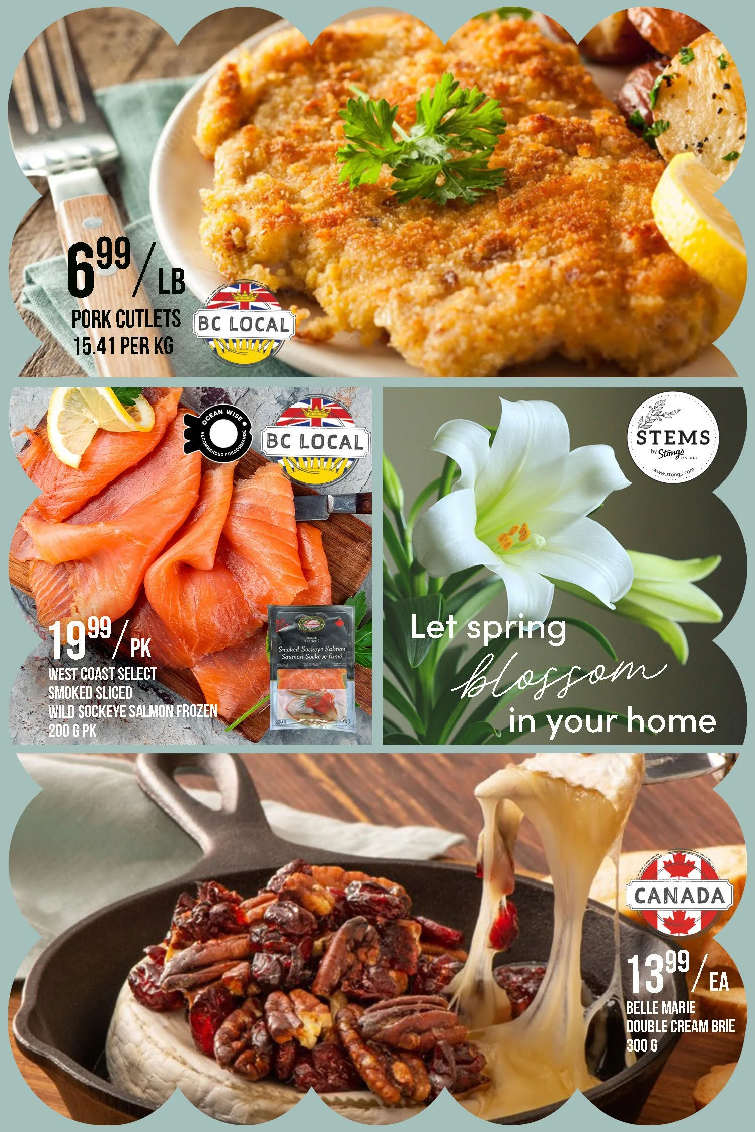 Magazine spread of the March e‑newsletter for Stong’s Market, featuring great deals, fresh local favourites, spring savings, and a simple way to celebrate Easter without the hassle.