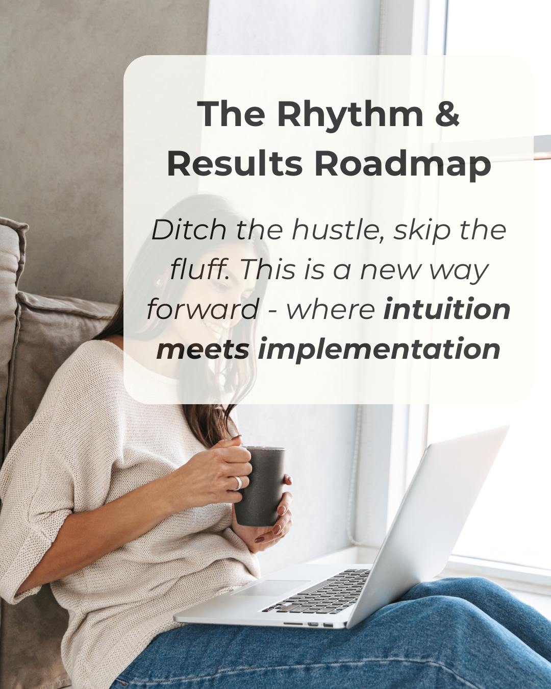 free audio lesson woman smiling at laptop drinking coffee rhythmic approach to business