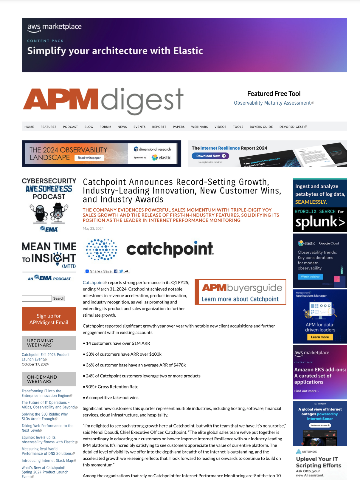 Press release in APM Digest