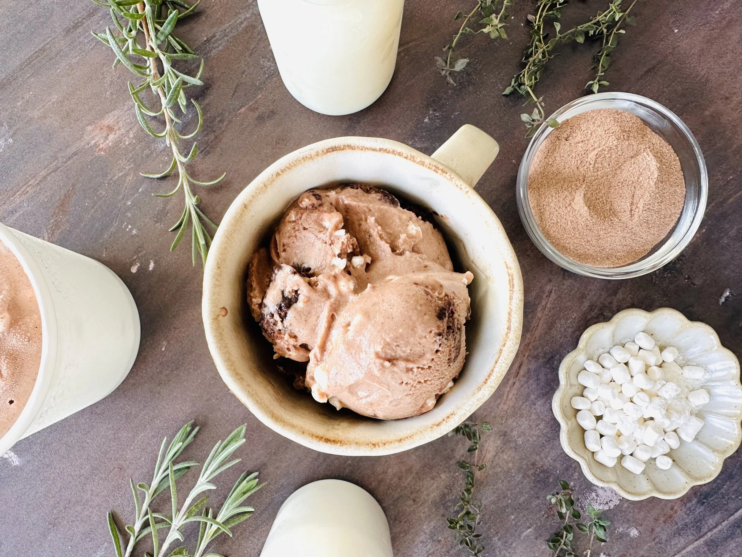 Mexican Hot Chocolate Ice Cream - with brownie bites &amp; marshmallow bits
