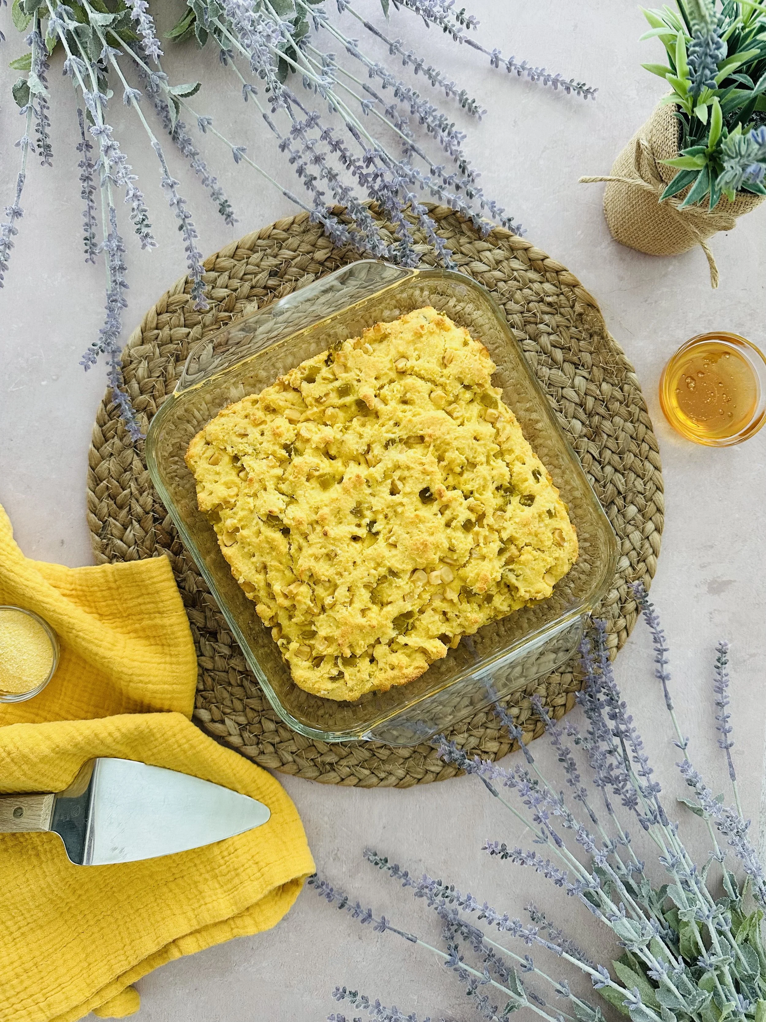 Green Chili Cornbread                    (Easy &amp; Egg-Free)