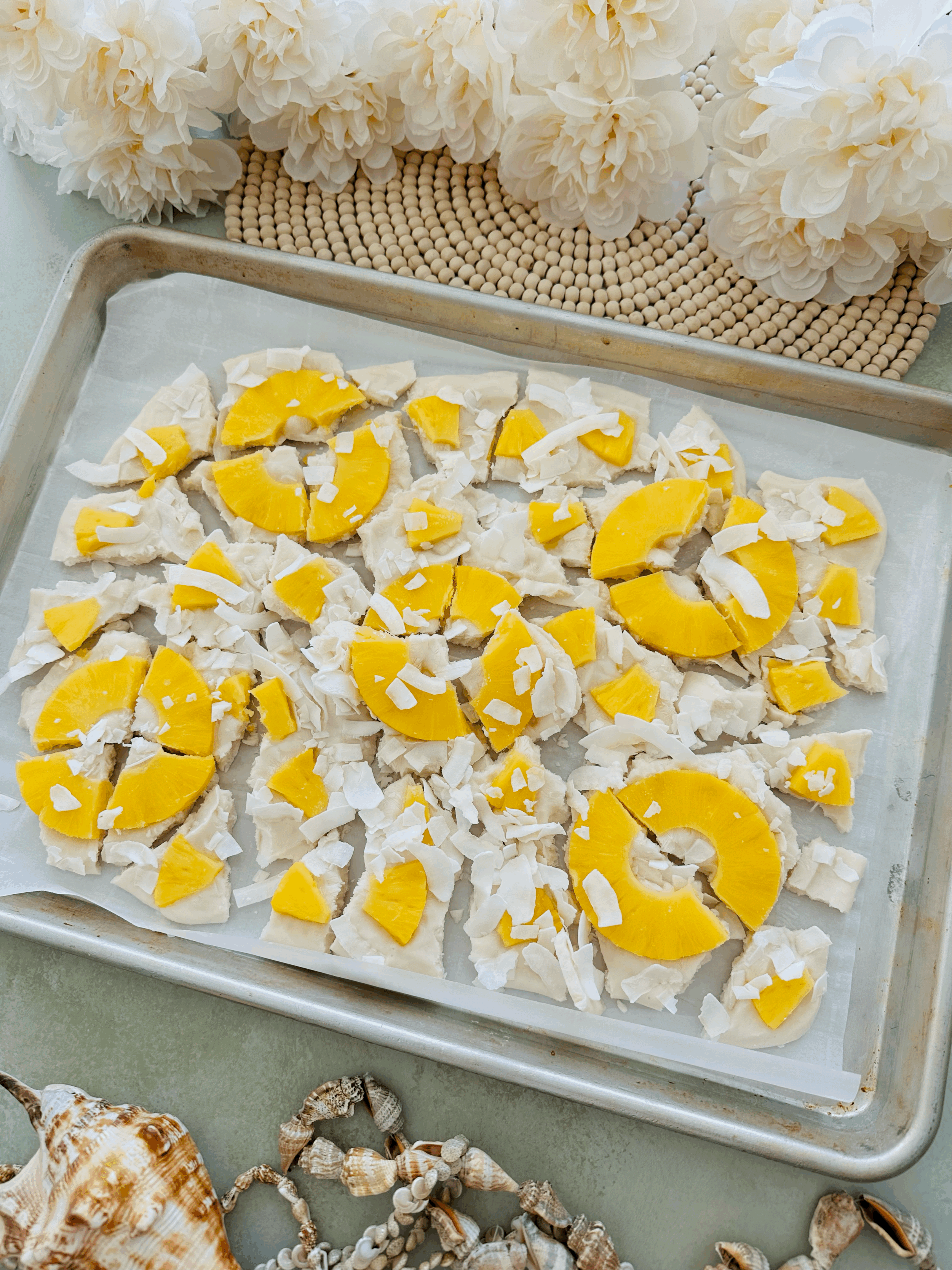 Piña Colada Greek Yogurt Bark