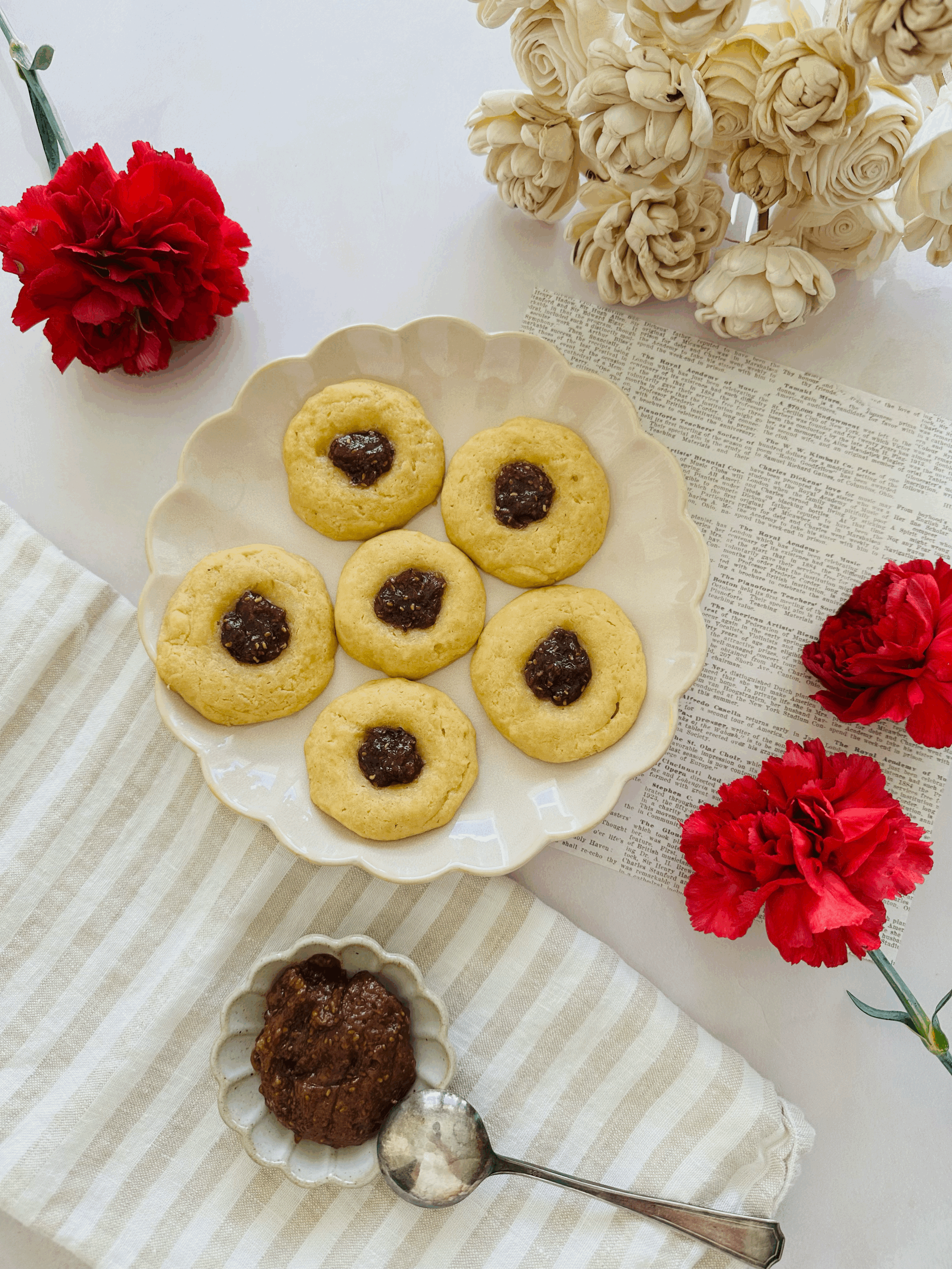 Soft Vanilla Thumbprint Cookies with Berry Chia Jam