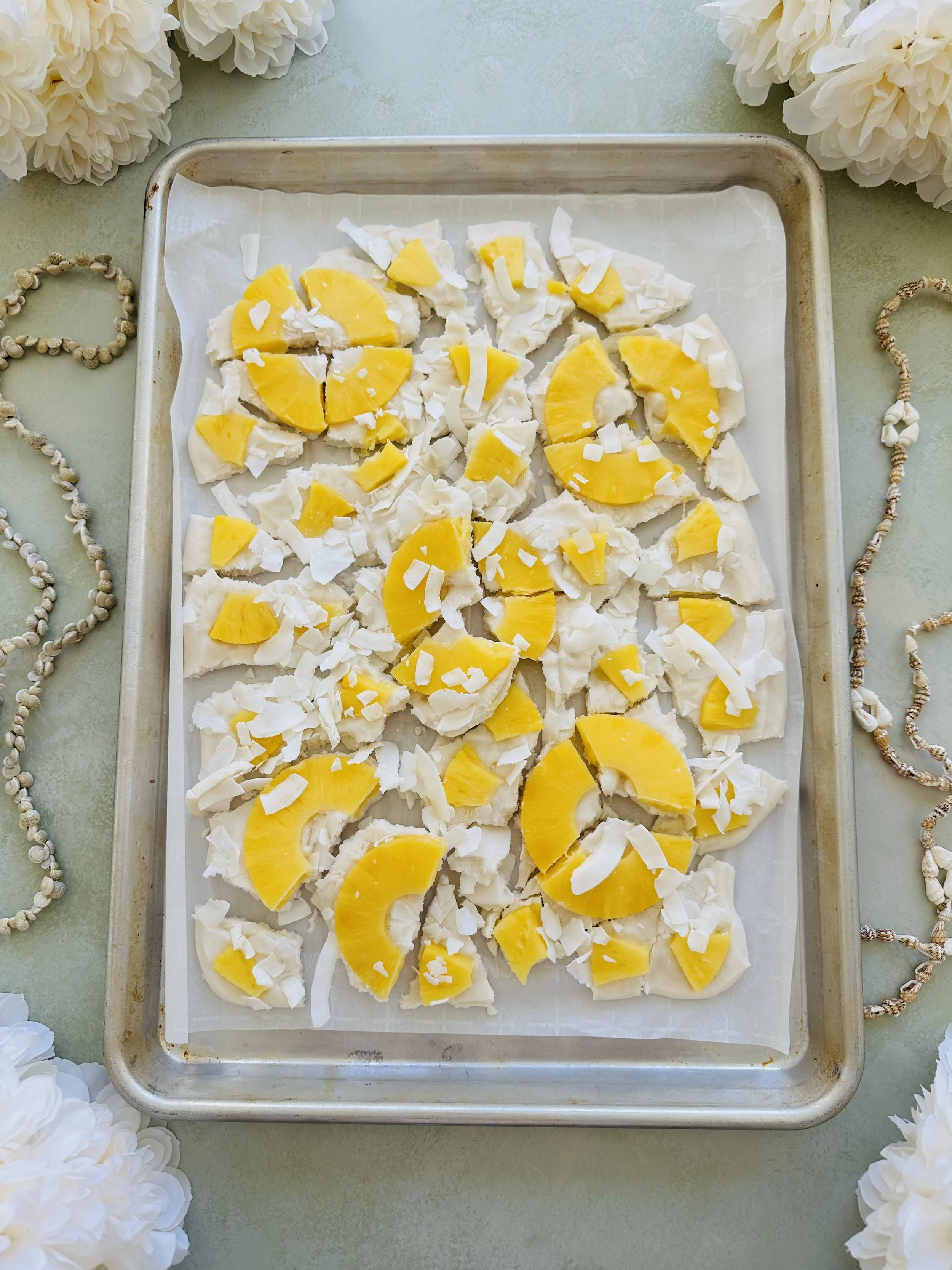 Pina Colada Frozen Yogurt Bark
