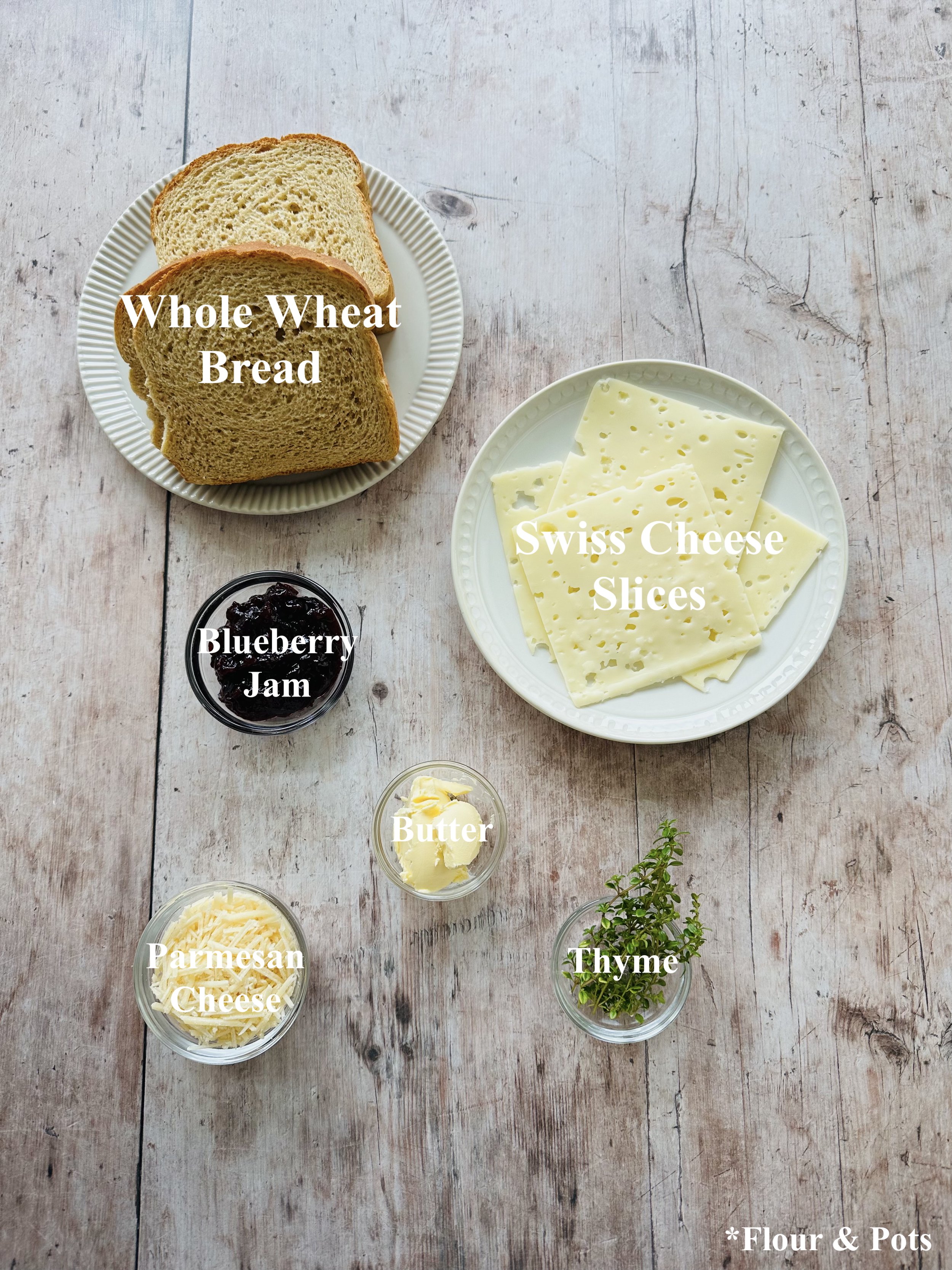 Fancy Dressed-Up Grilled Cheese Ingredients