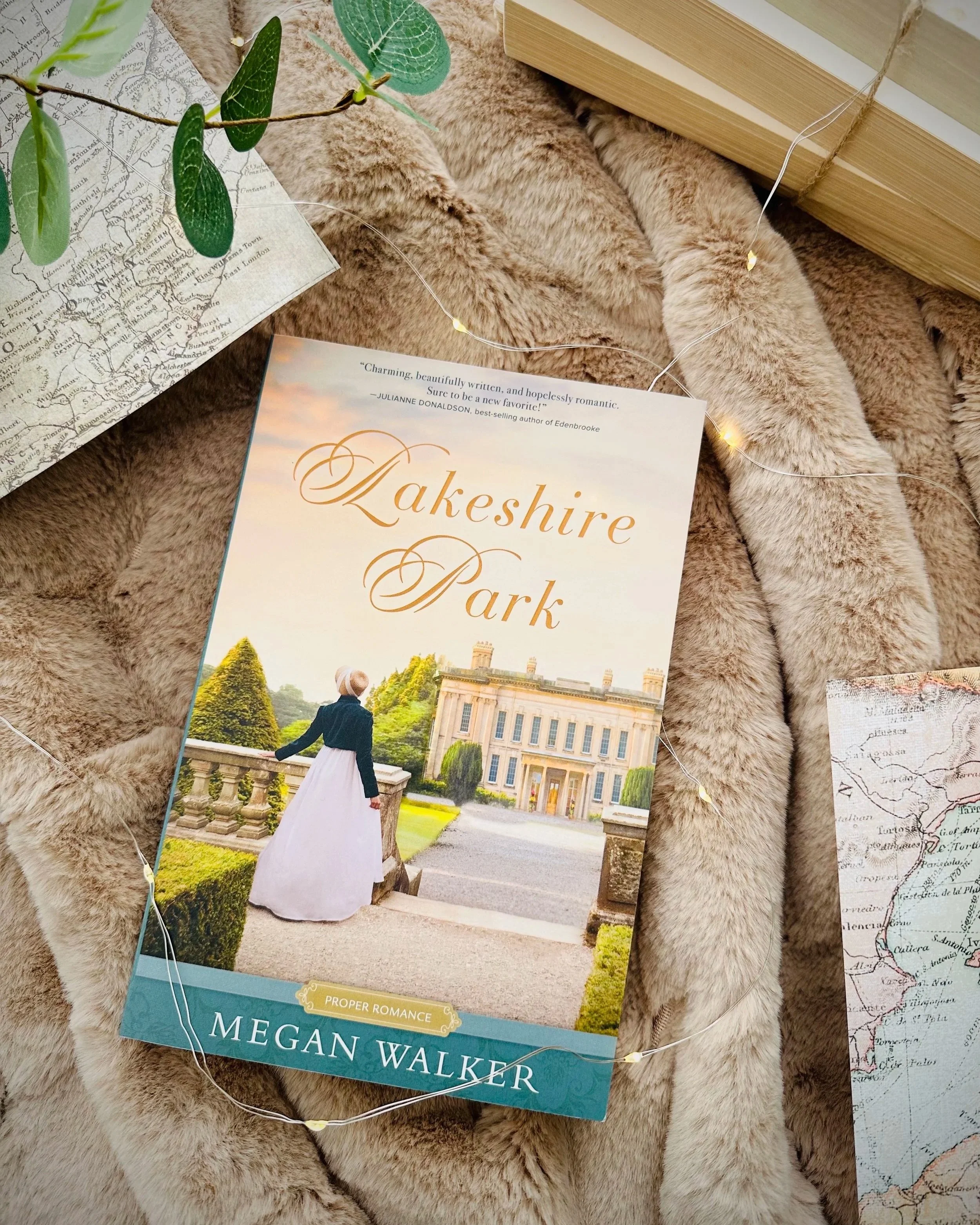 Cover of "Lakeshire Park" by Megan Walker, a clean and heartfelt historical romance set in 1820s England, featuring witty humor, emotional depth, and unexpected twists.