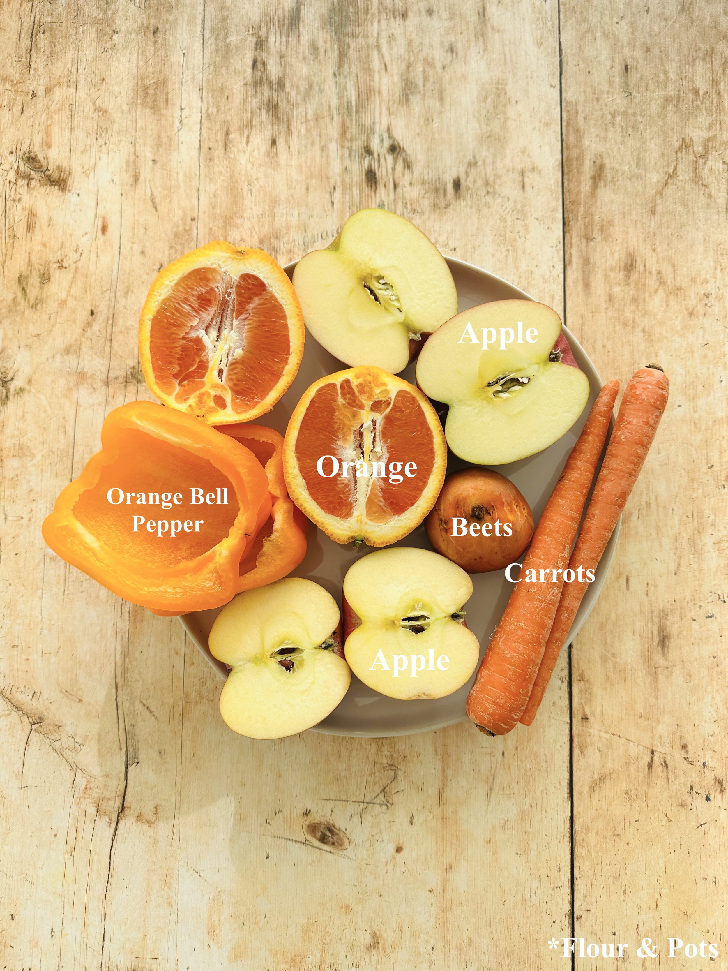 Fresh “Orange” Fruit & Veggie Juice Ingredients