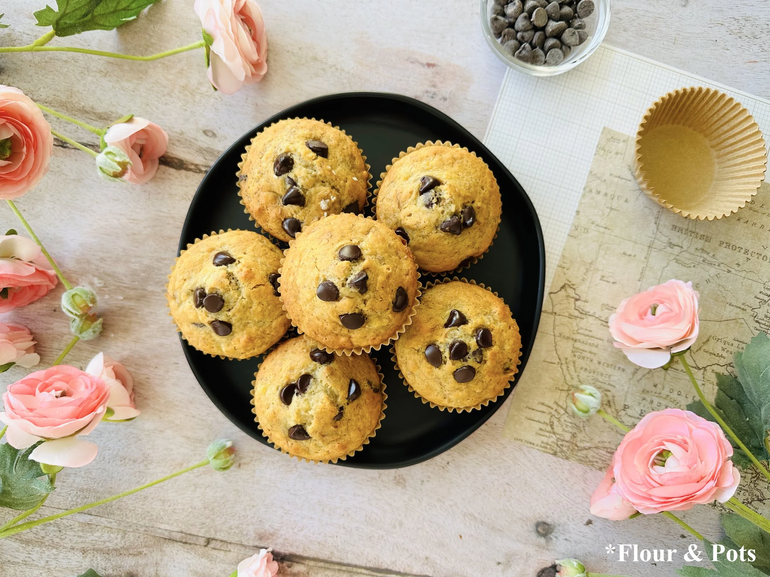 Better-For-You Chunky Monkey Banana Muffins Plated to Serve