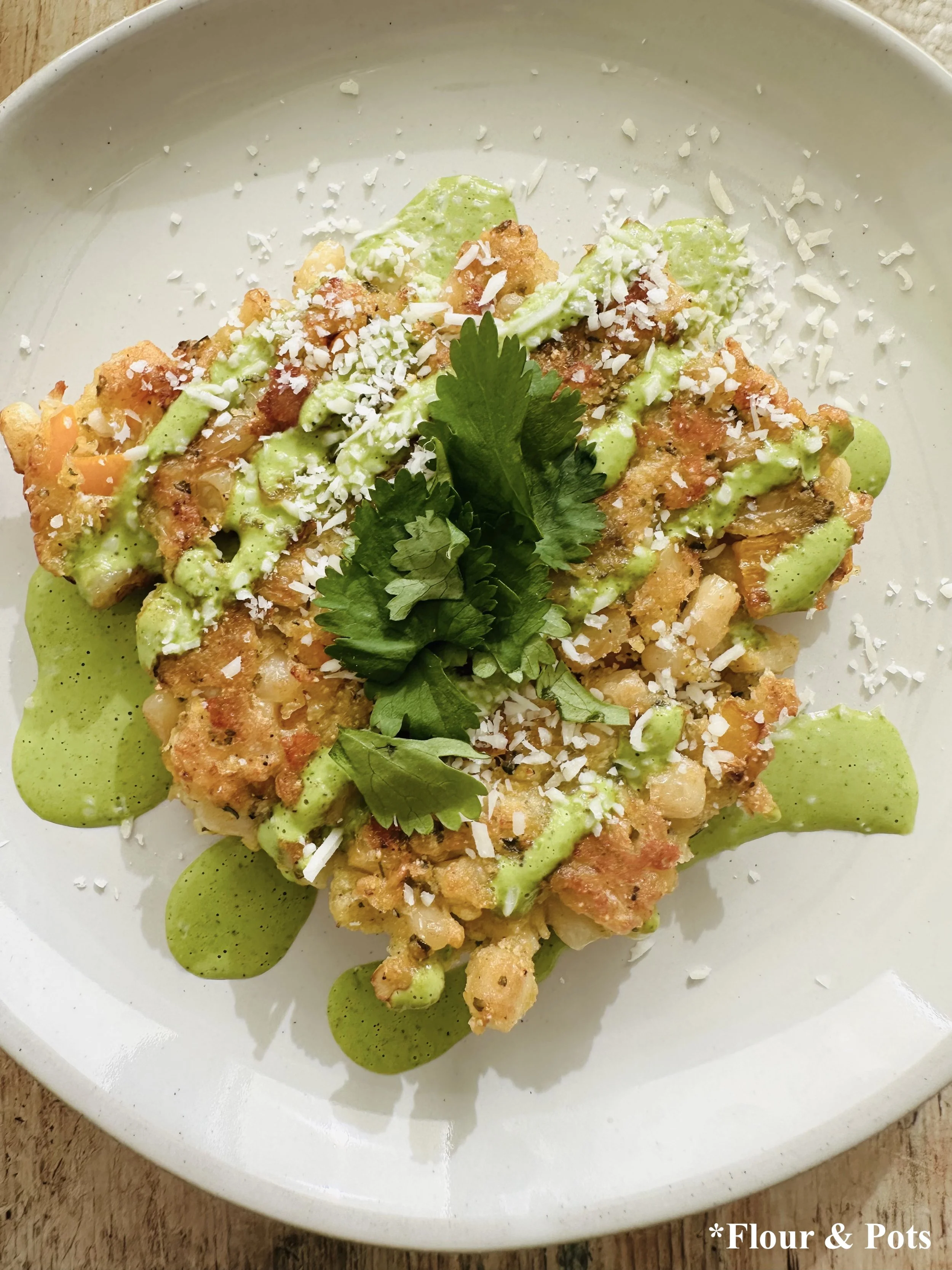 Crispy Corn Fritters with Jalapeño Cilantro Sauce