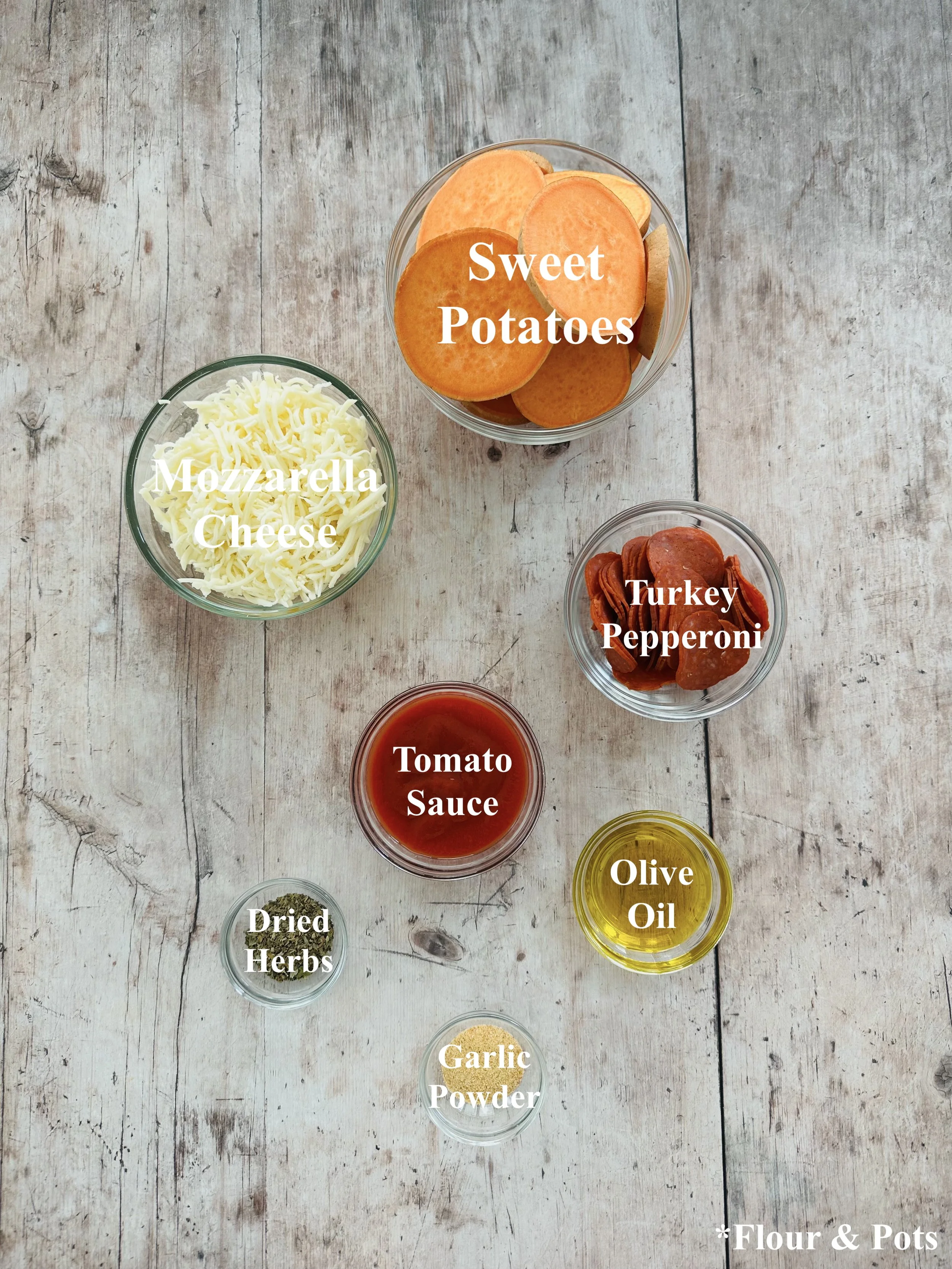 Baked Sweet Potato Pepperoni Pizza Bite Ingredients