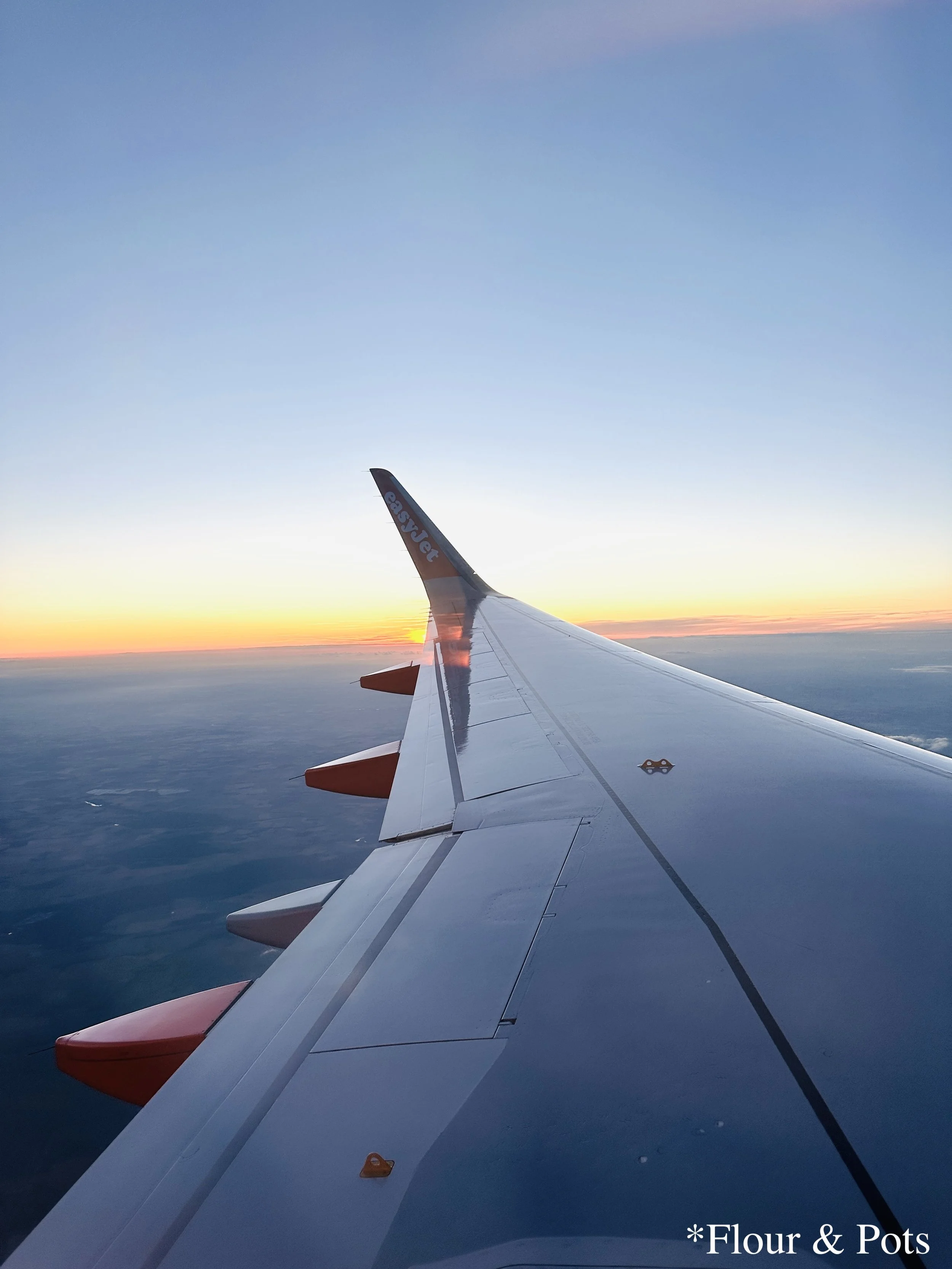 Sunset view from our EasyJet flight from Madrid to Paris (CDG).