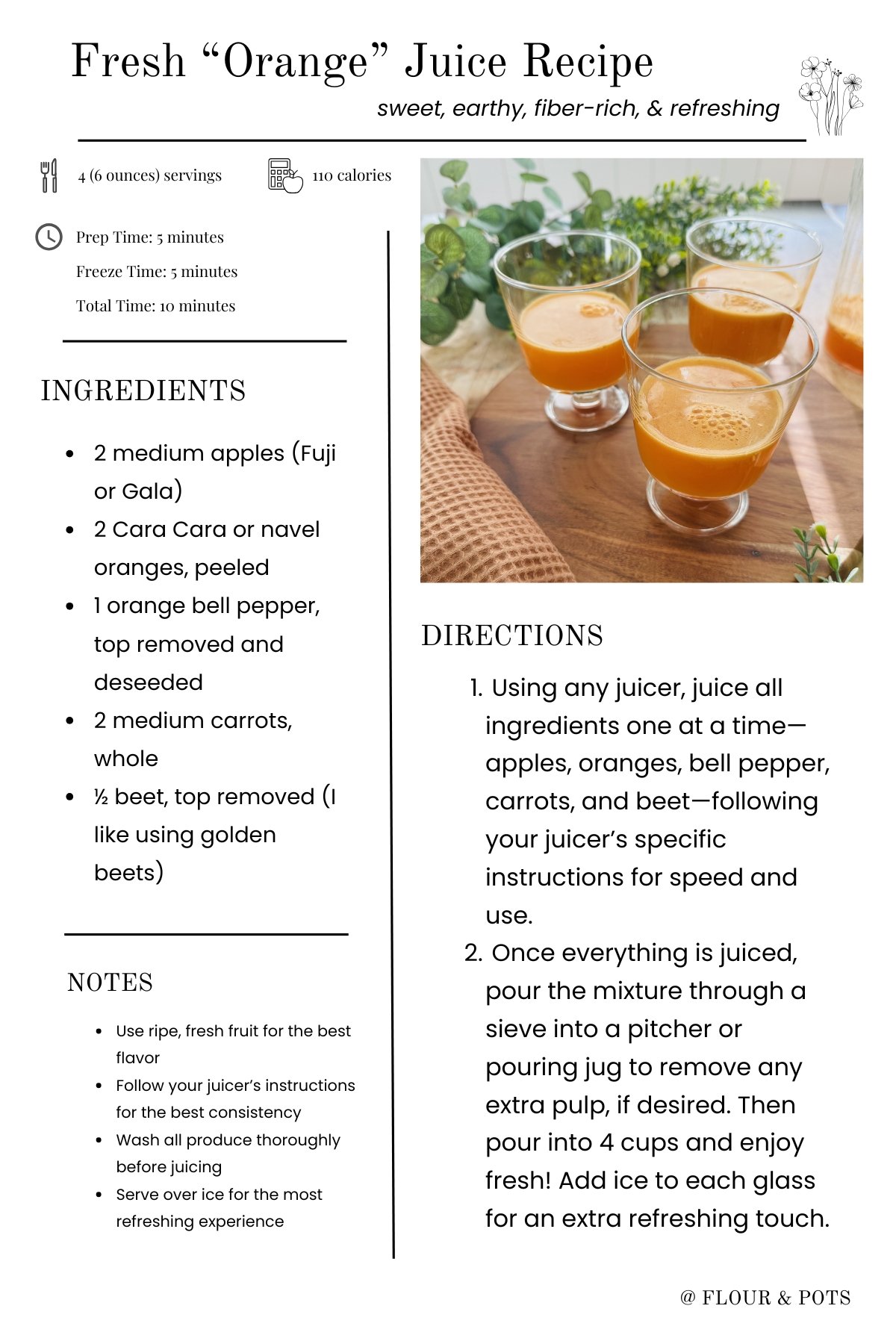 Fresh “Orange” Juice Recipe Printable Recipe Card