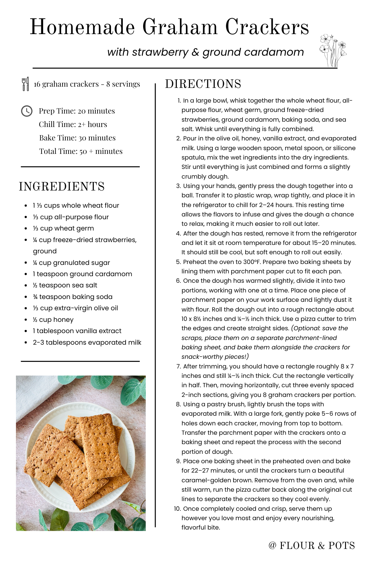 Homemade Graham Crackers with Strawberry Printable Recipe