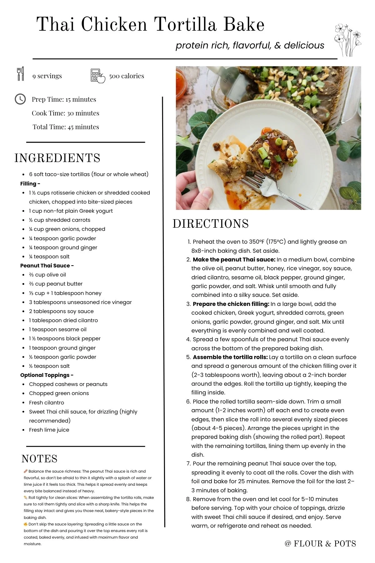 Thai Chicken Tortilla Bake Printable Recipe Card