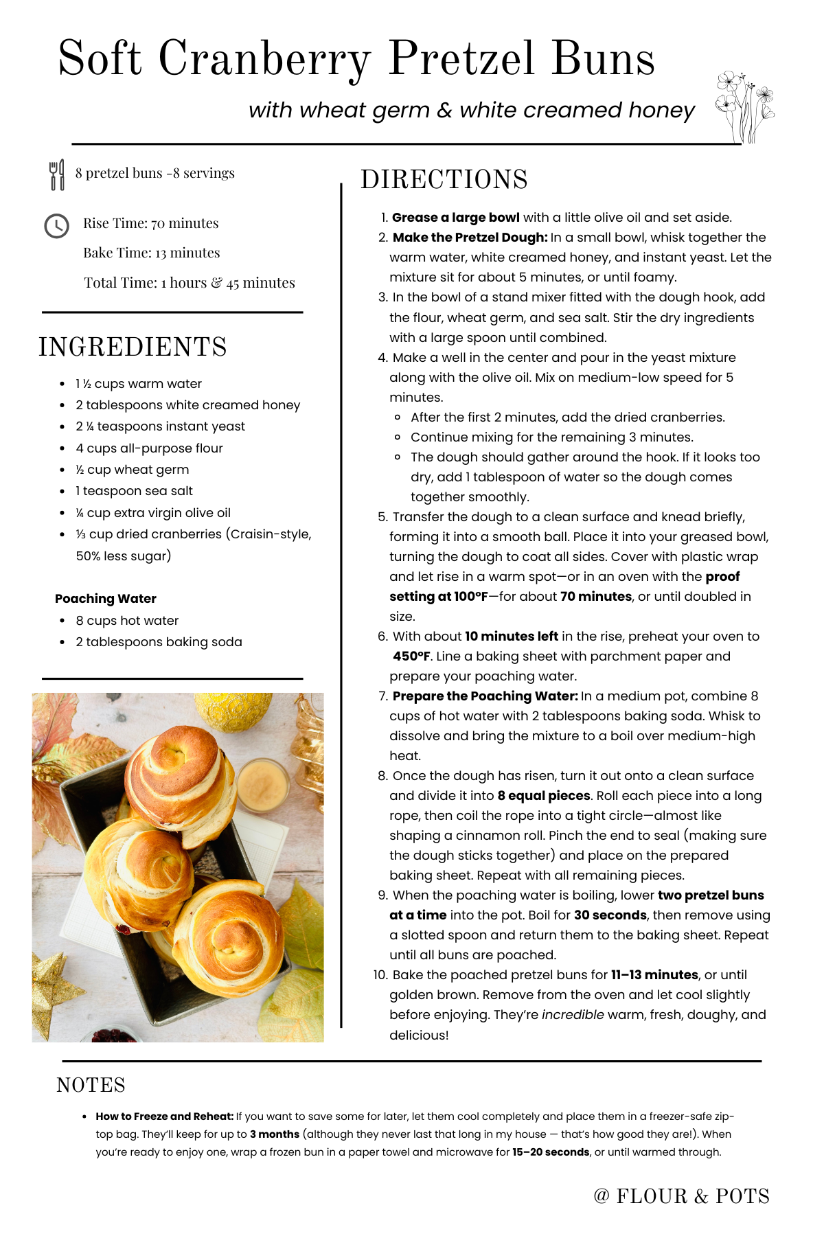 Soft Cranberry Pretzel Bun Printable Recipe Card