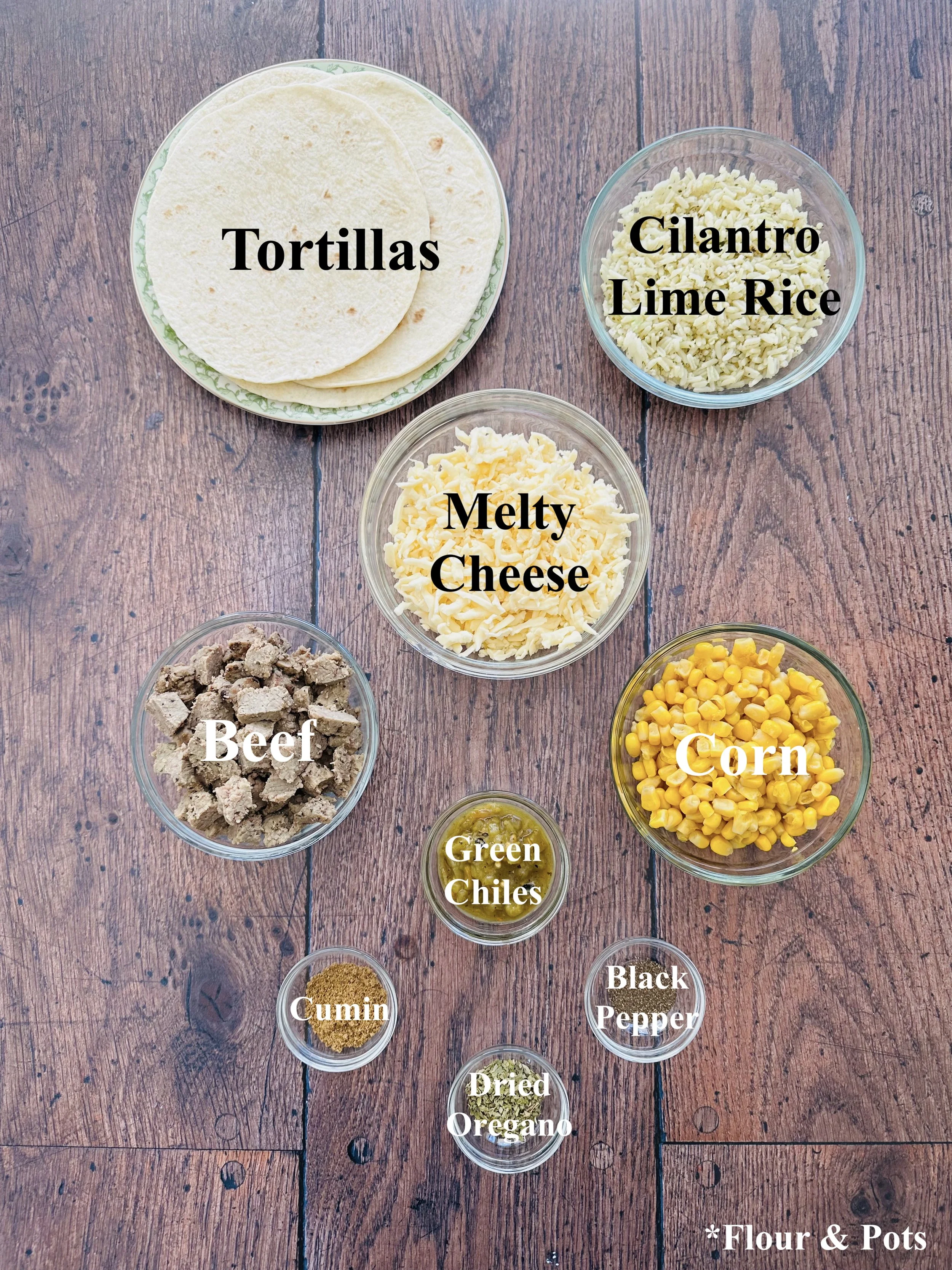 Cheesy Cilantro Lime Beef & Rice Taquitos Ingredients