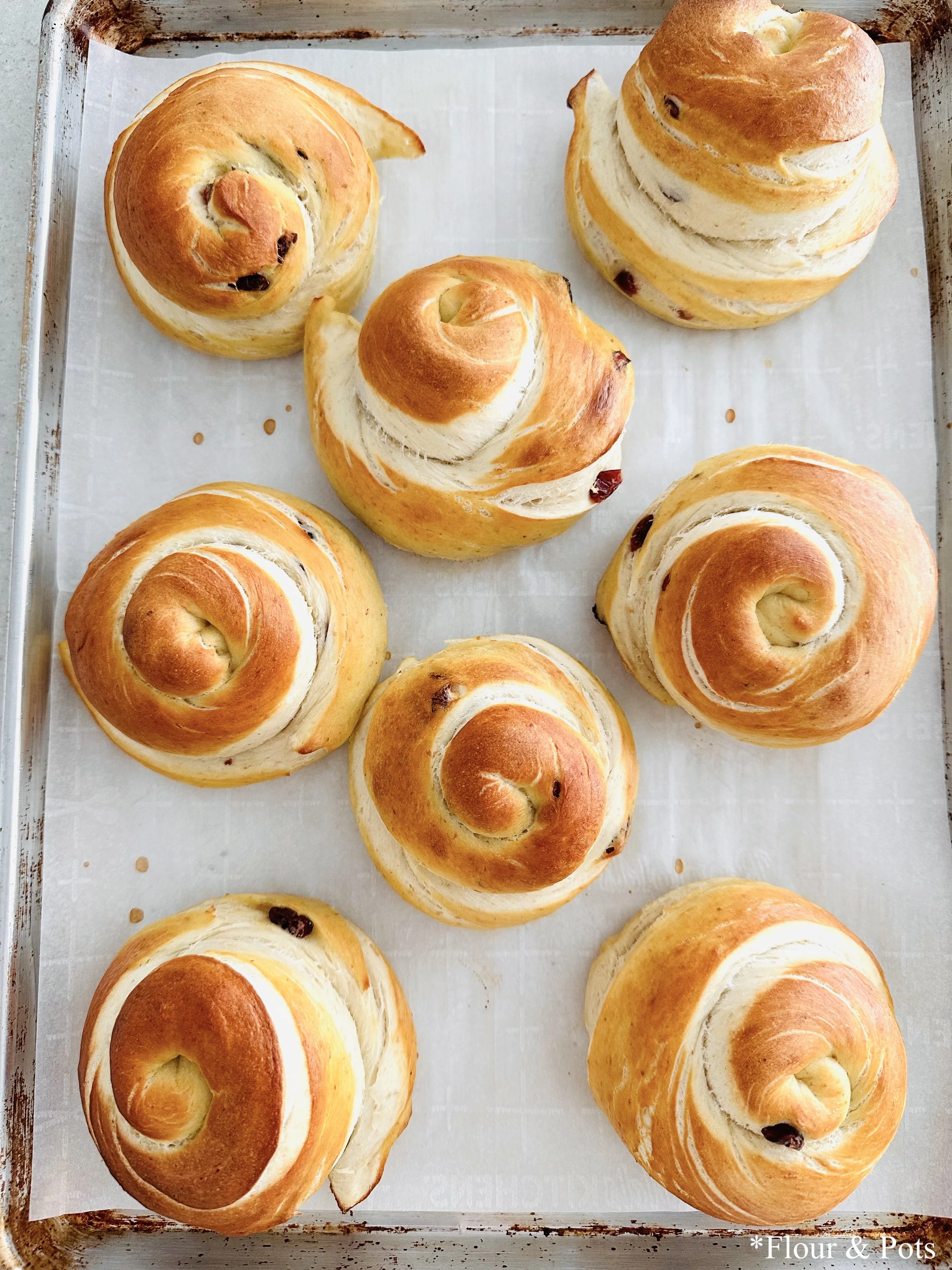 Soft Cranberry Pretzel Buns on a Sheet Pan