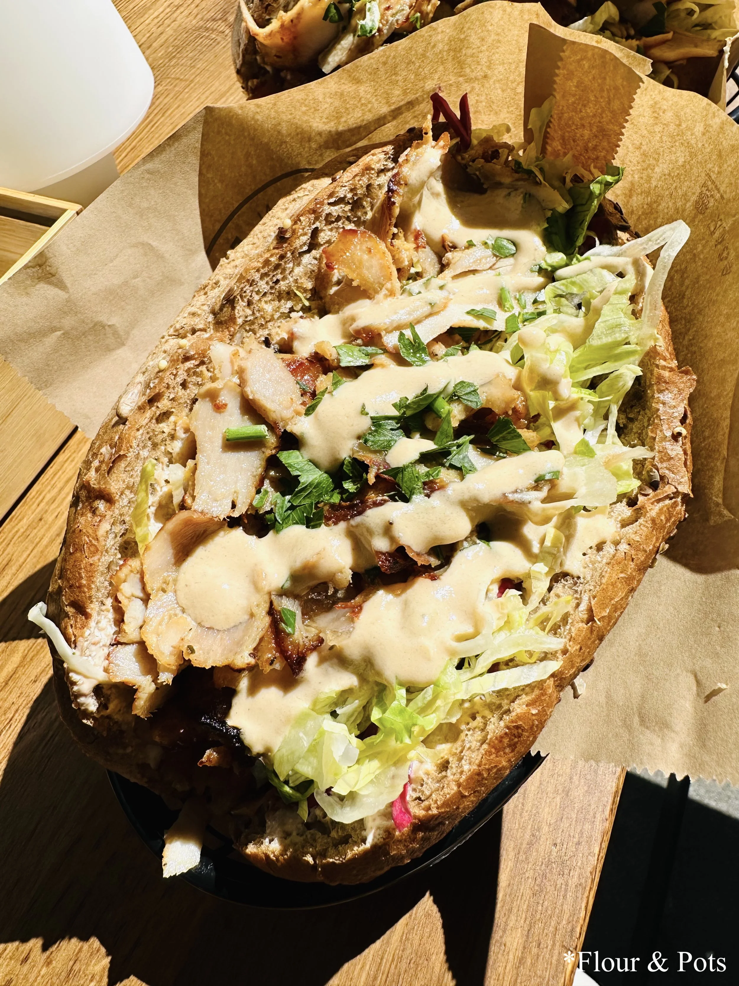 Turkish sandwich from Doner Kebab, served with fresh vegetables and meat, in Frankfurt, Germany.