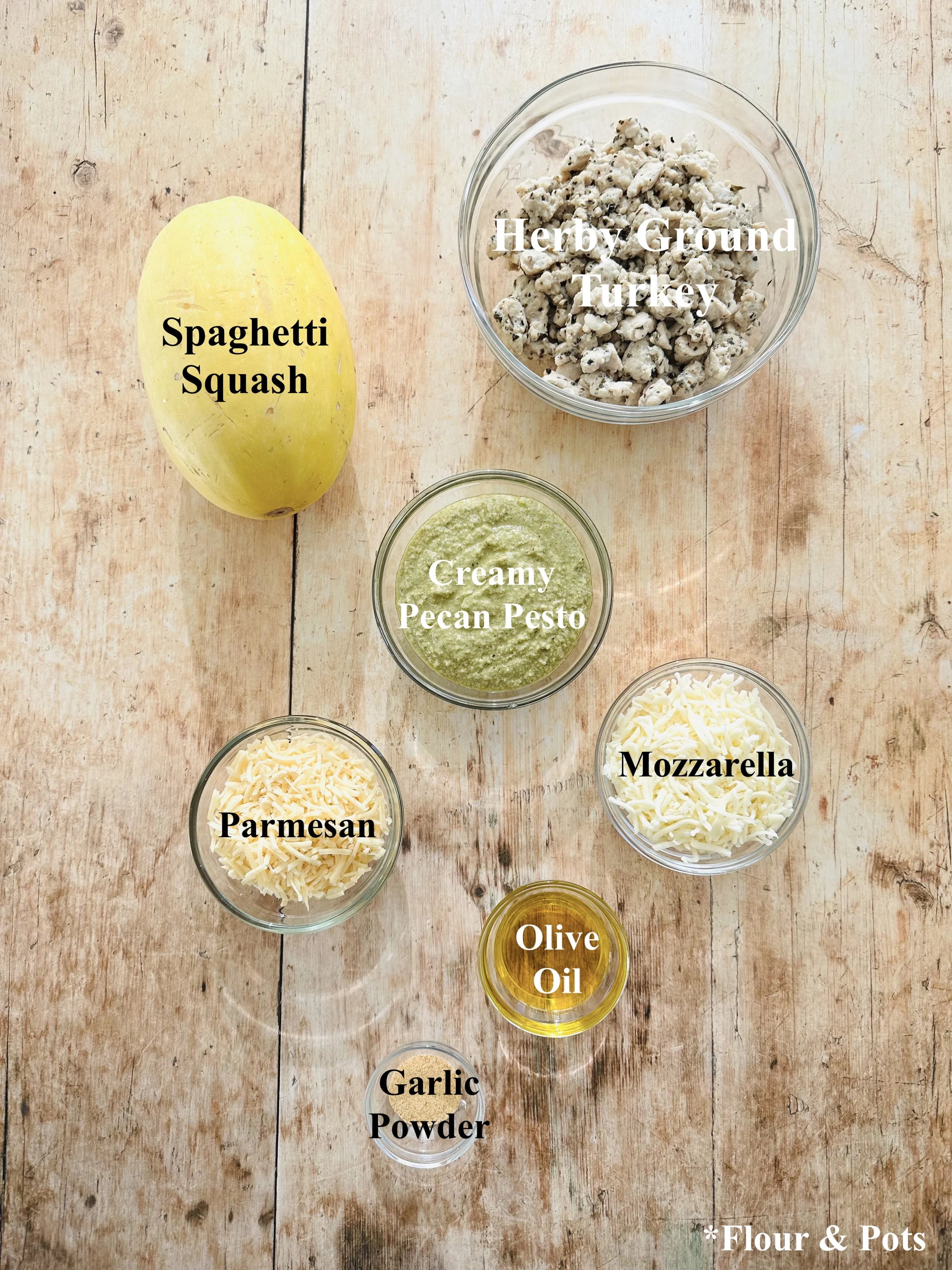 Creamy Pecan Pesto Turkey Spaghetti Squash Bake Ingredients