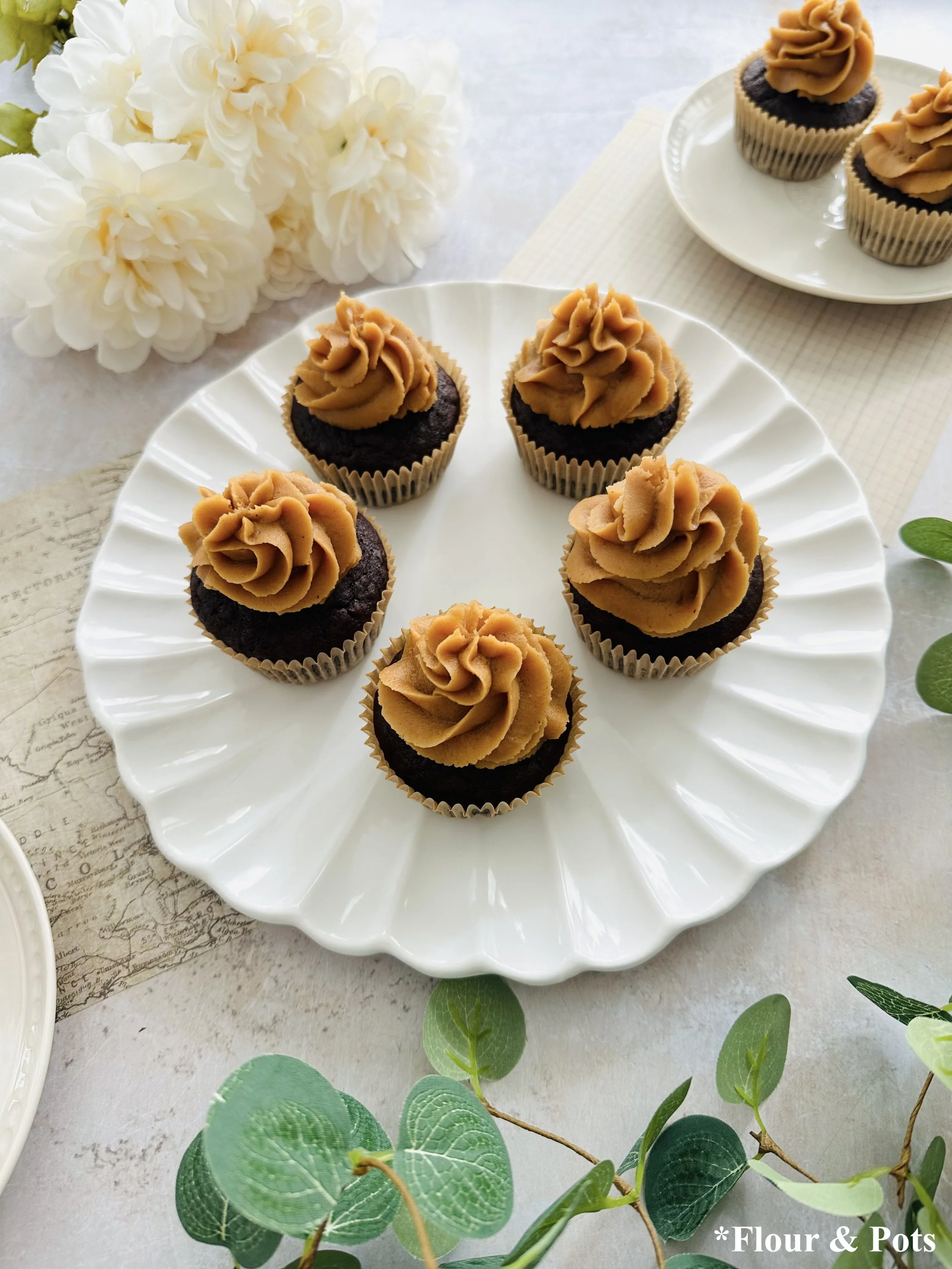 Healthier Chocolate Cupcakes with Peanut Butter Frosting