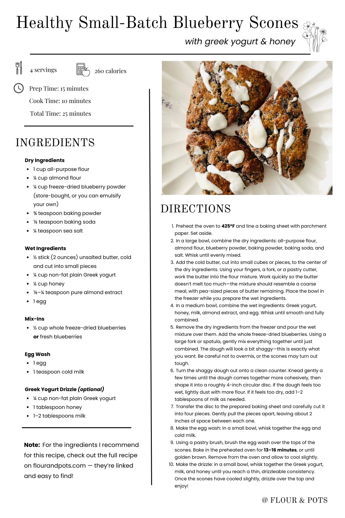 Healthy Small-Batch Blueberry Scones Printable Recipe