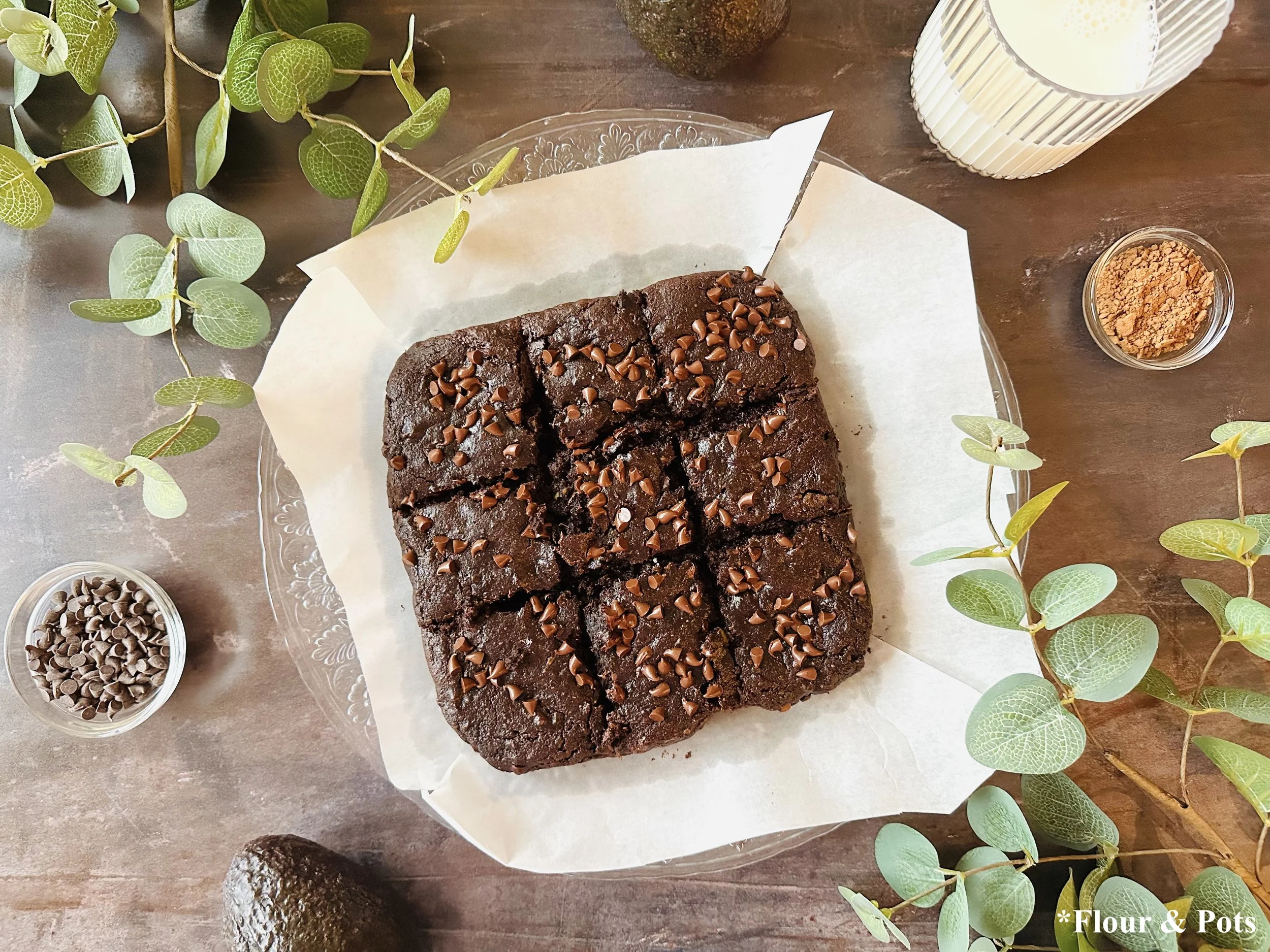 Gooey Chocolate Avocado Brownies Plated and Ready to Serve