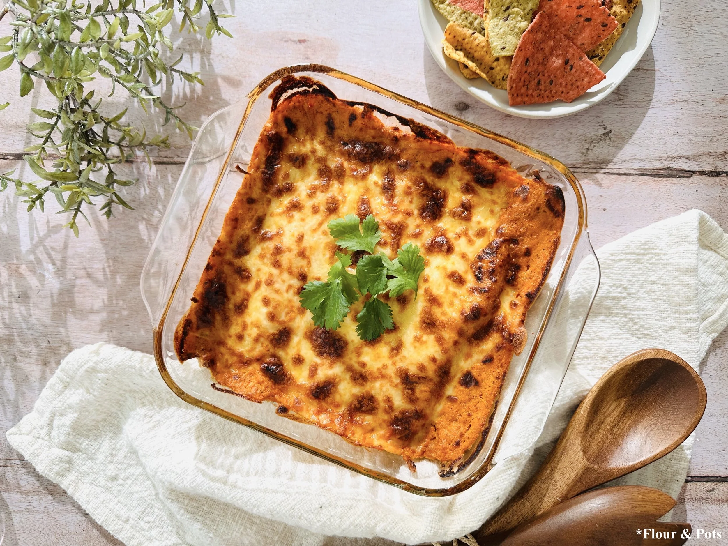 Spanish-Style Creamy Romesco Vegetarian Enchiladas Baked & Ready To Serve