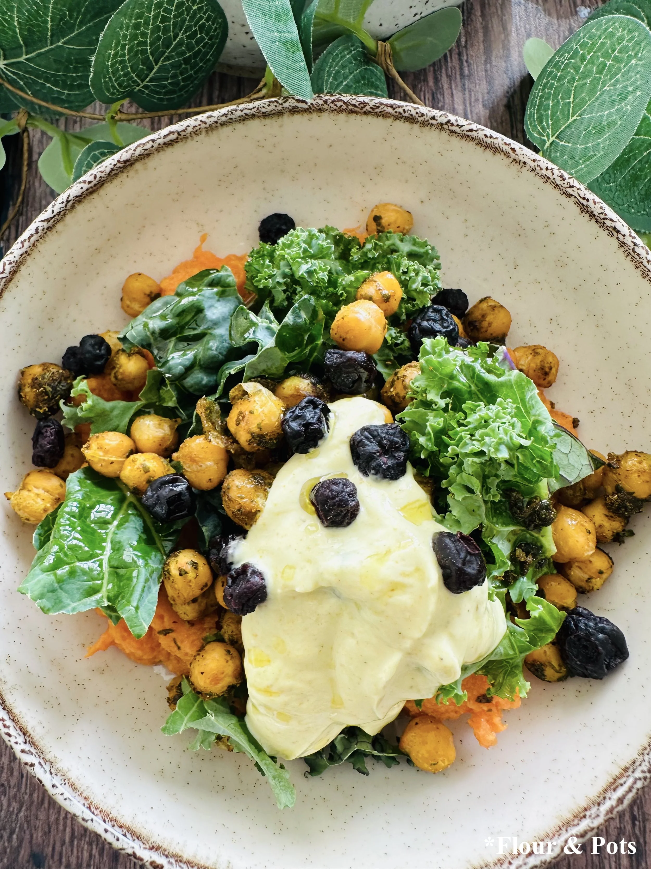 Creamy & Roasted Curry Spiced Sweet Potato Bowls