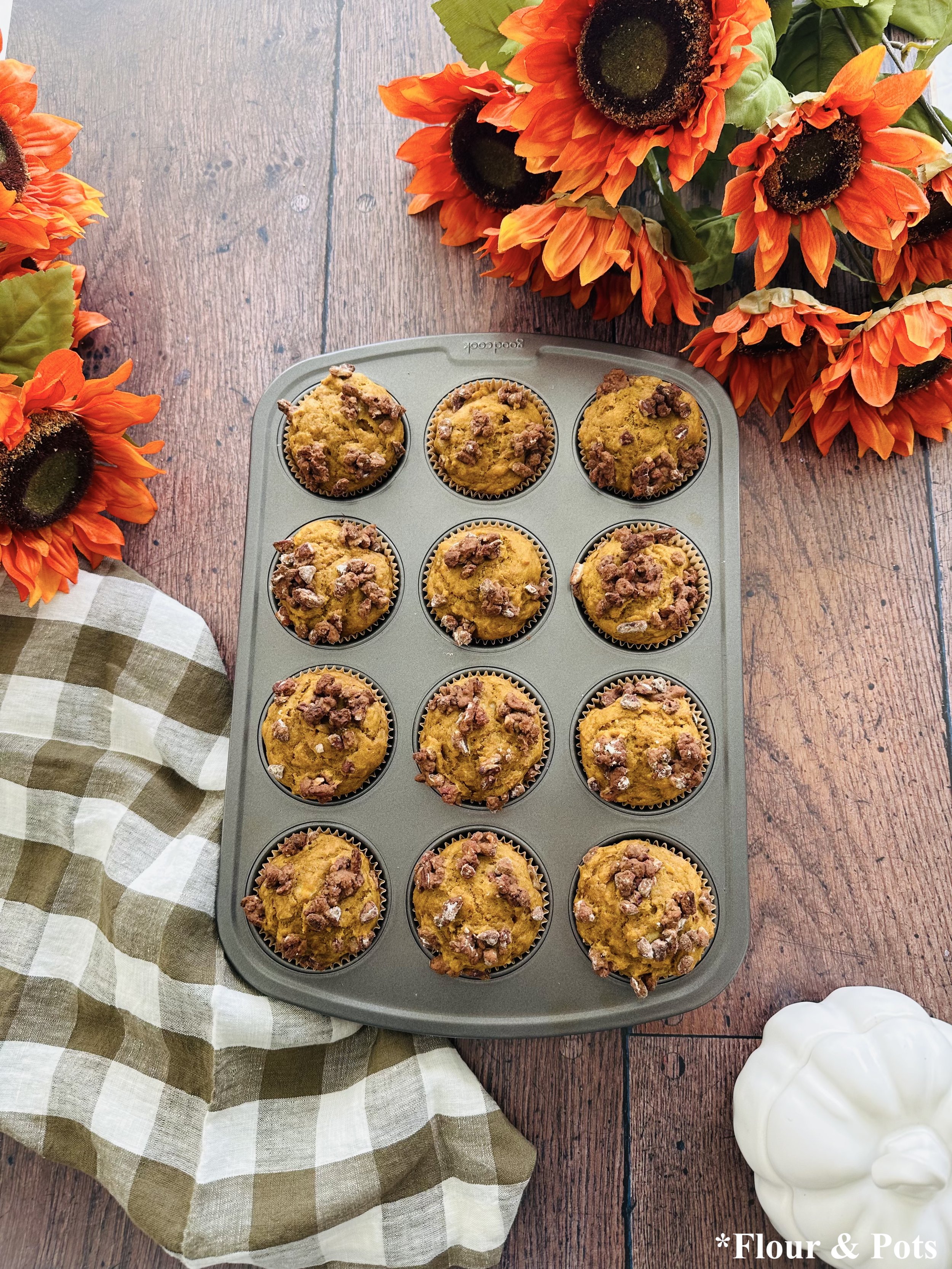 Healthy Banana Pumpkin Pecan Muffins